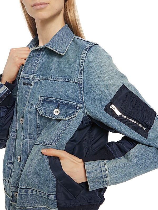 Shop Sacai Denim Twill Mix Media Jacket | Saks Fifth Avenue Shop Sacai Denim Twill Mix Media Jacket | Saks Fifth Avenue