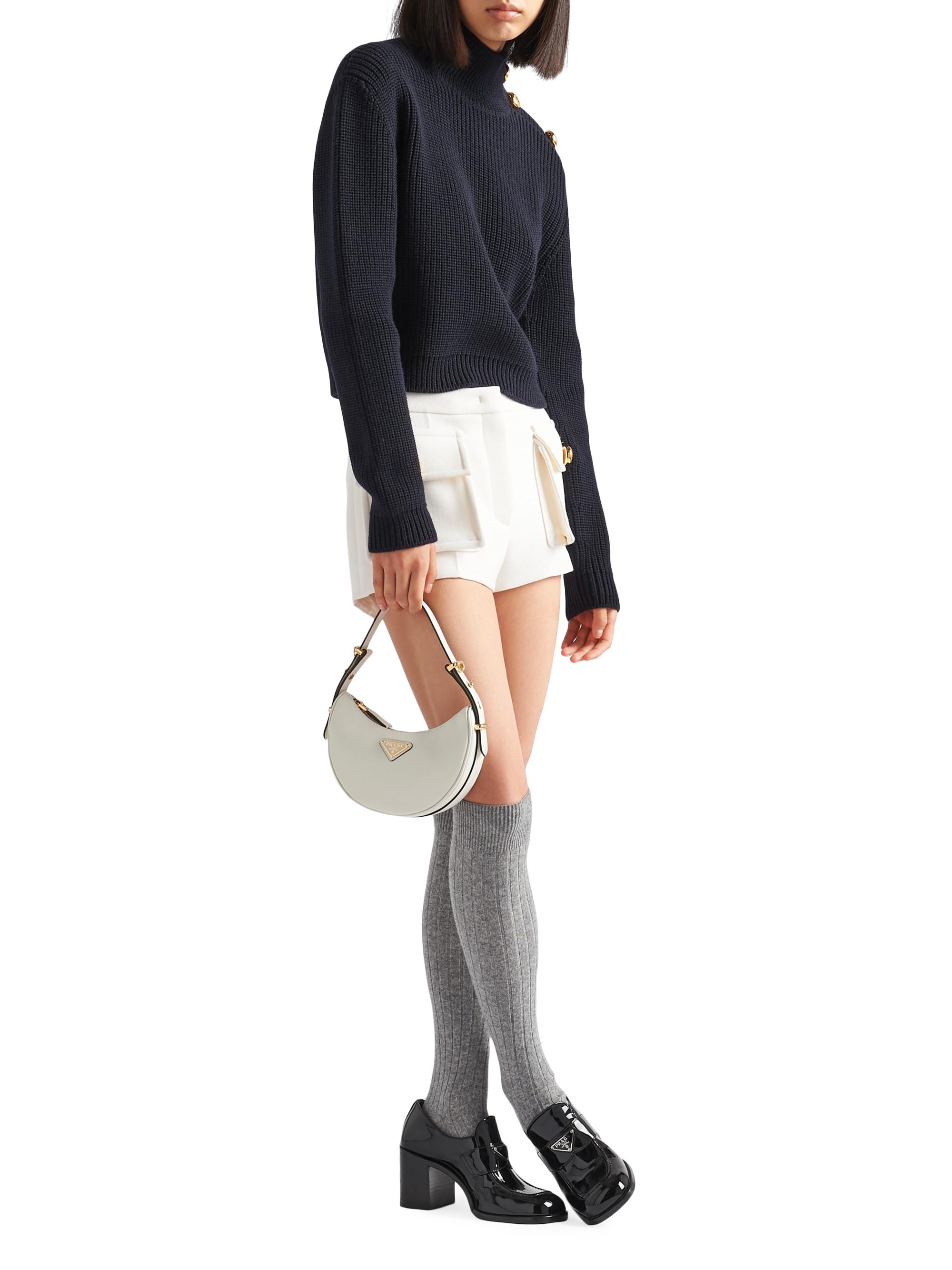 Prada Women's  Arqué Leather Mini Shoulder Bag - White