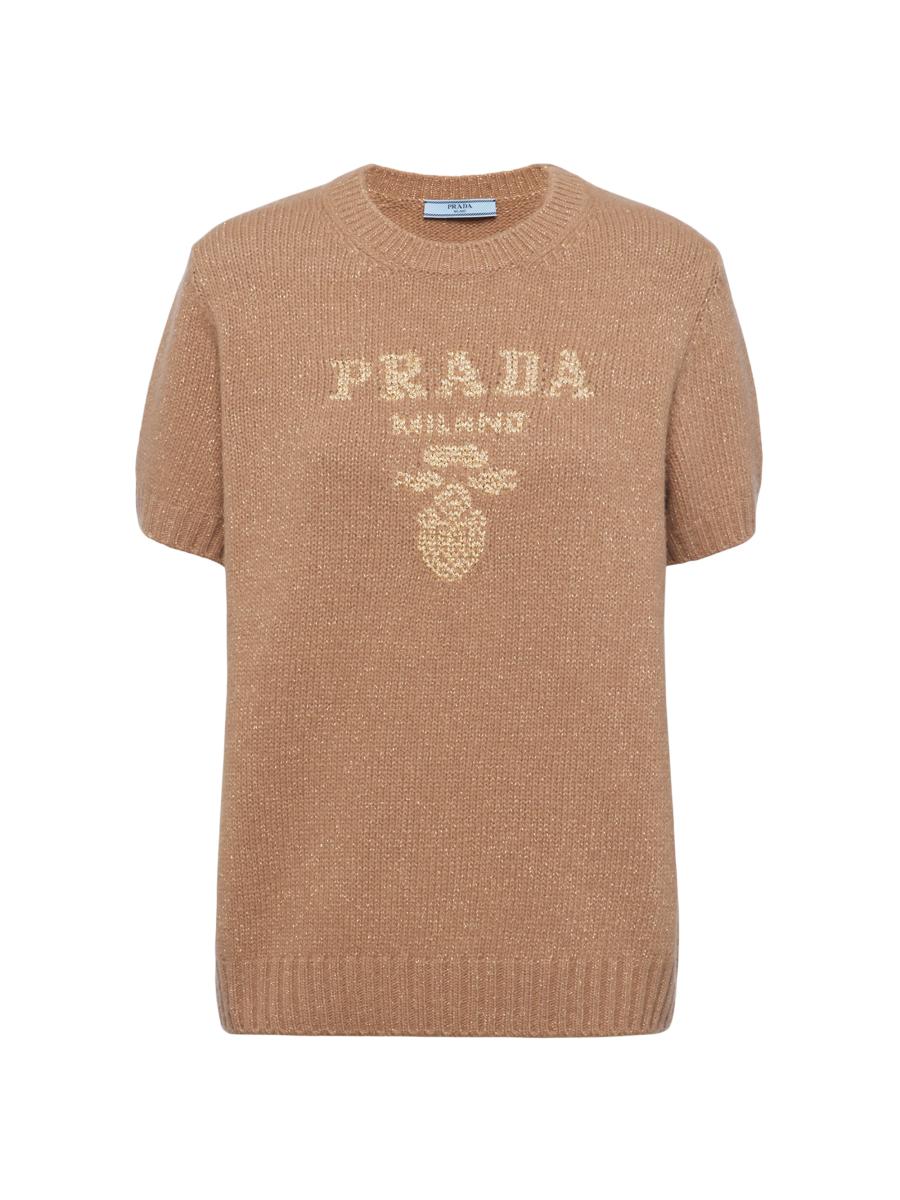 PRADA キャメルパーカー Prada Wool, Cashmere And Lamé Crew-Neck Sweater | Saks Fifth