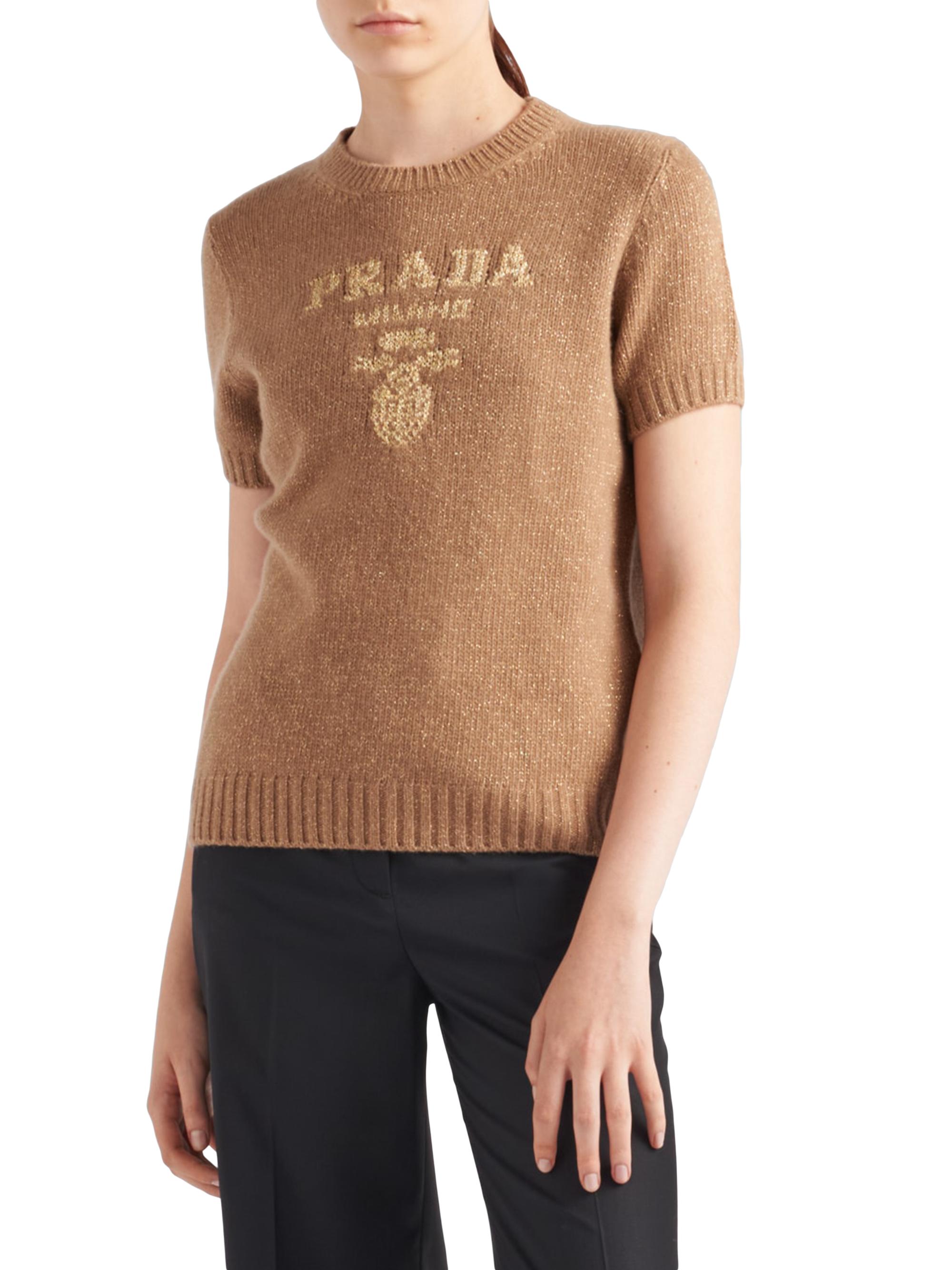 Prada Wool, Cashmere And Lamé Crew-Neck Sweater | Saks Fifth Avenue