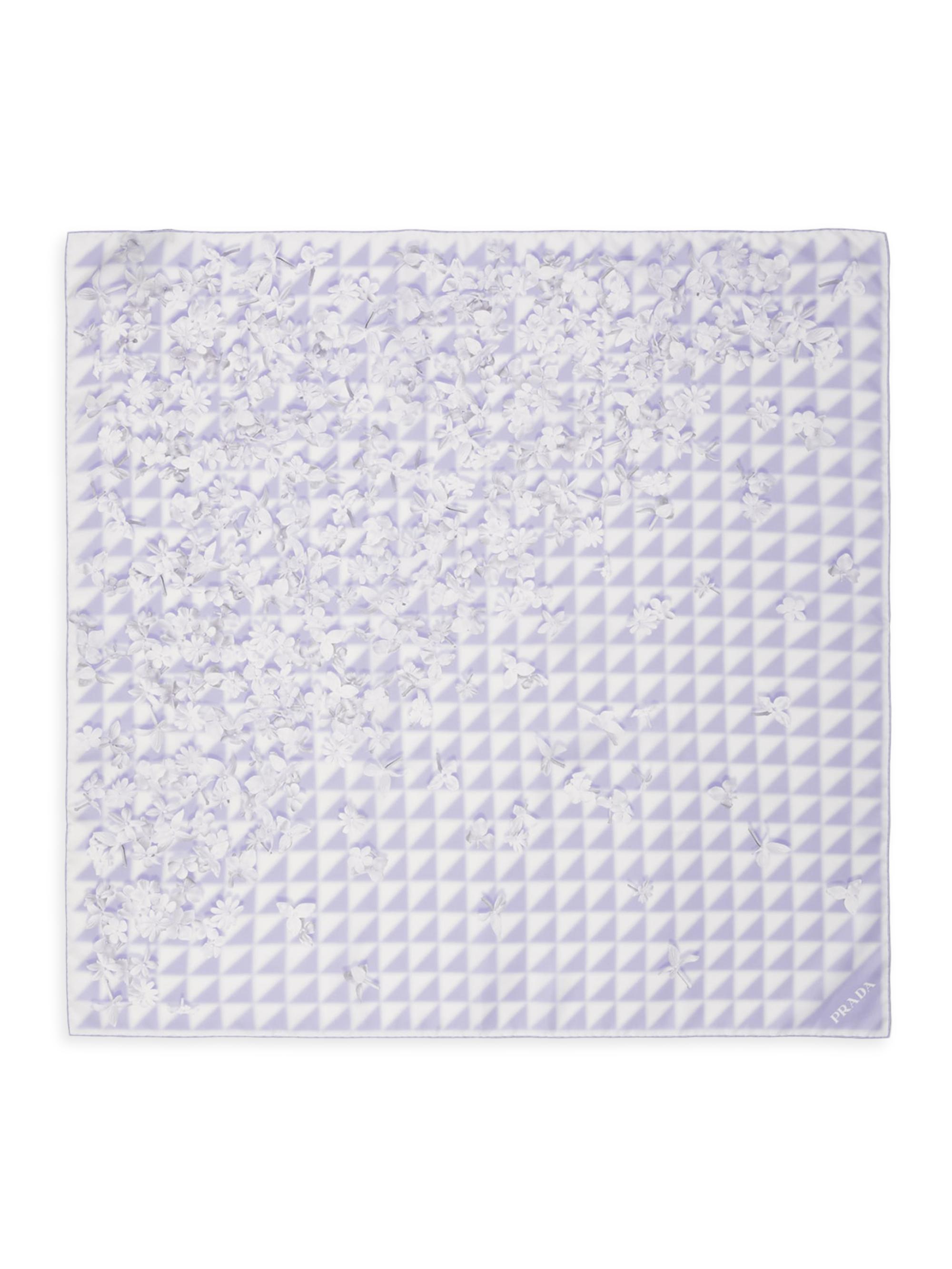 Prada Women's Printed Silk Twill 90CM Square Scarf - Purple