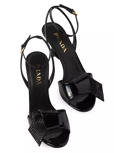 Chanel Shoe Black Patent Leather Satin Ankle Strap 38.5 / 8.5