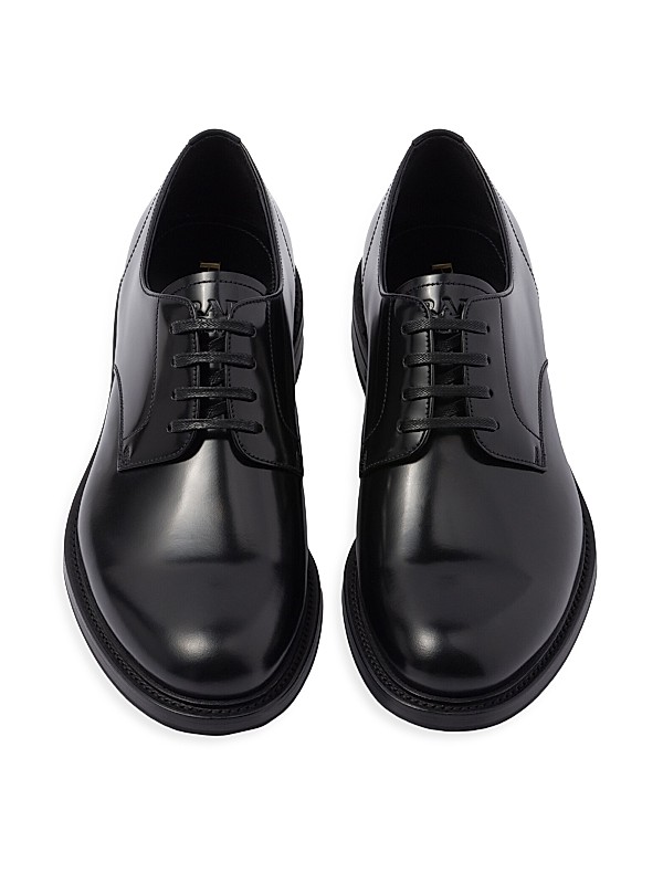Shop Prada Brushed Leather Lace-Up Shoes | Saks Fifth Avenue Shop Prada Brushed Leather Lace-Up Shoes | Saks Fifth Avenue