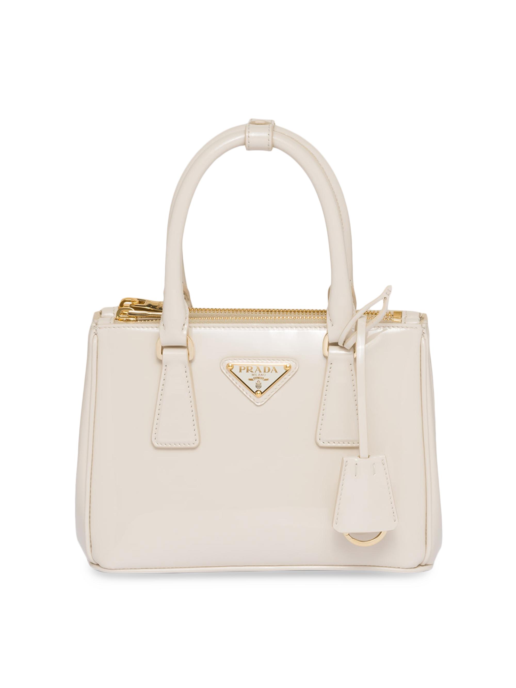 Prada Women's Galleria Patent Leather Mini Bag - Beige
