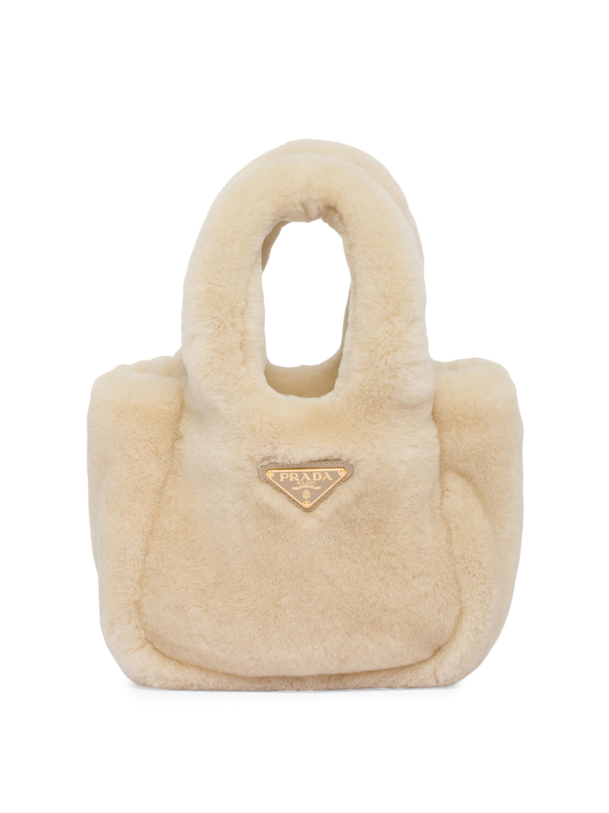 Prada Women's Shearling Mini Handbag - Beige