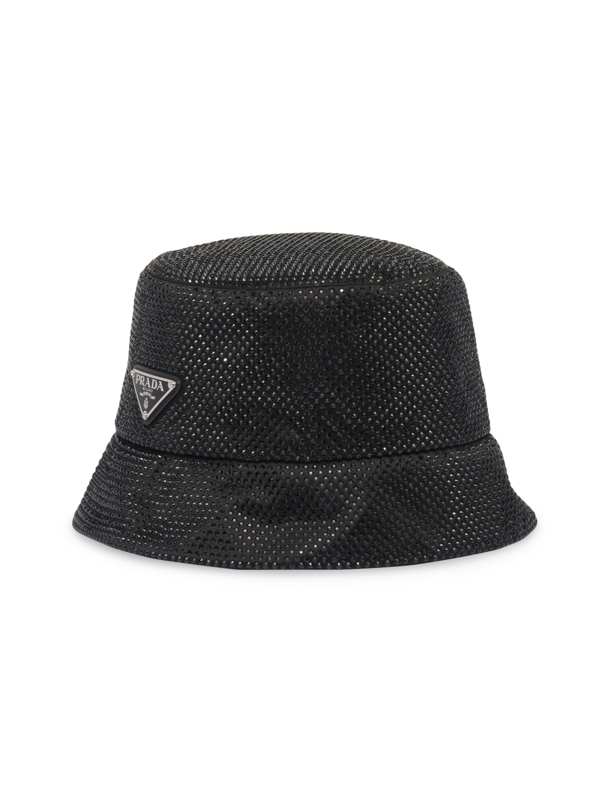Prada Women's Satin Bucket Hat with Crystals - Black