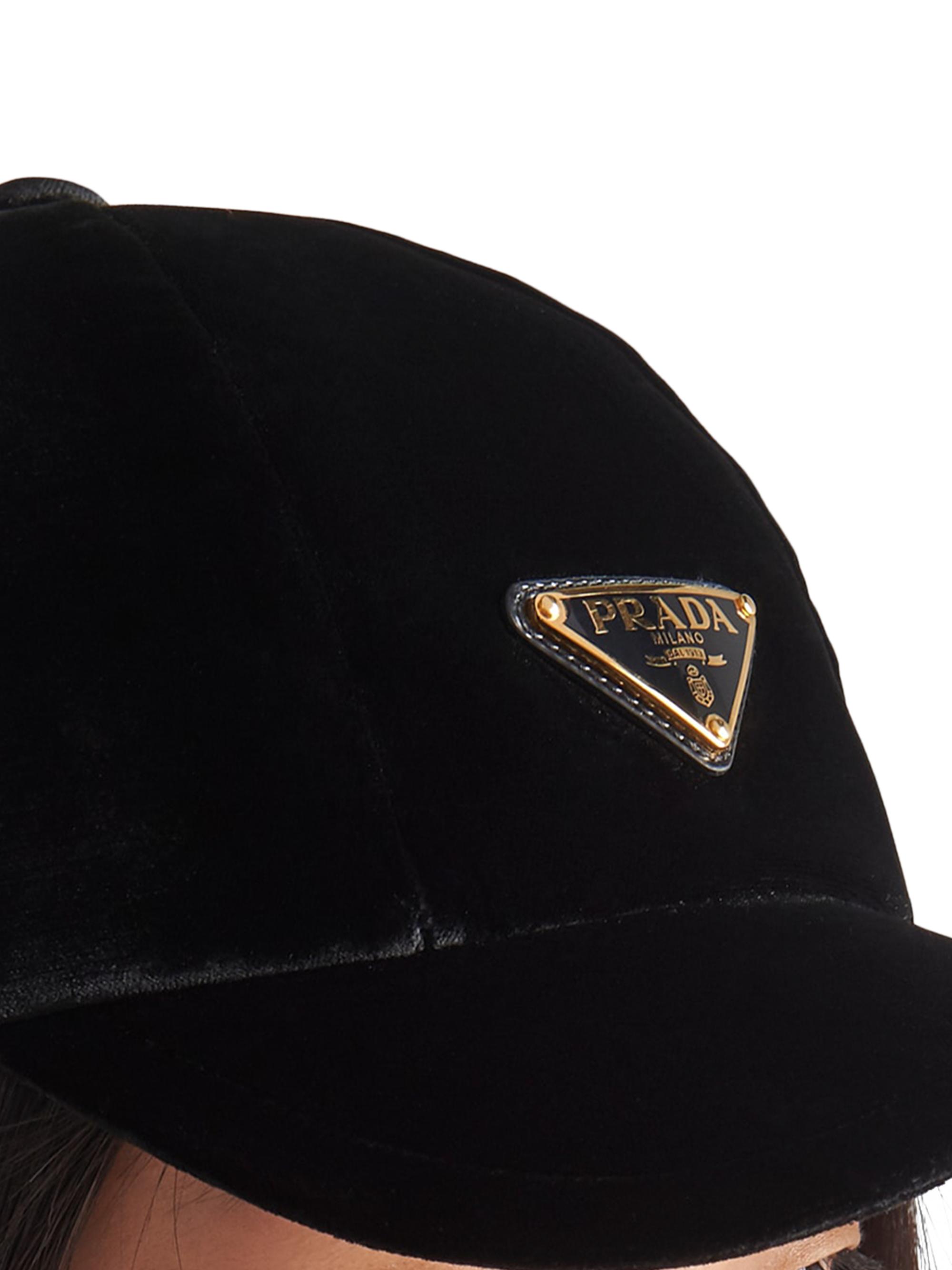PRADA ベルベットキャップ ブラック Prada Velvet Baseball Cap | Saks Fifth Avenue