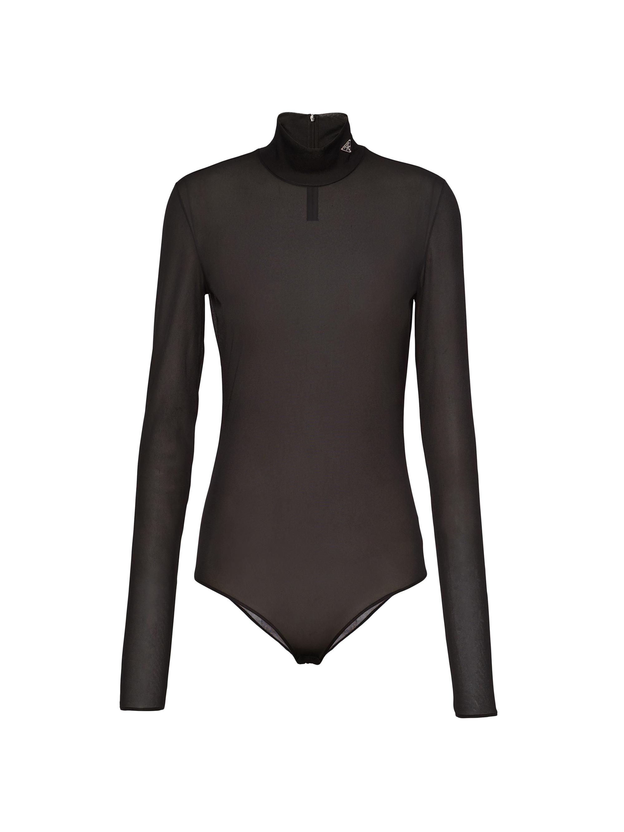 Prada Women's Gazar Jersey Bodysuit - Black