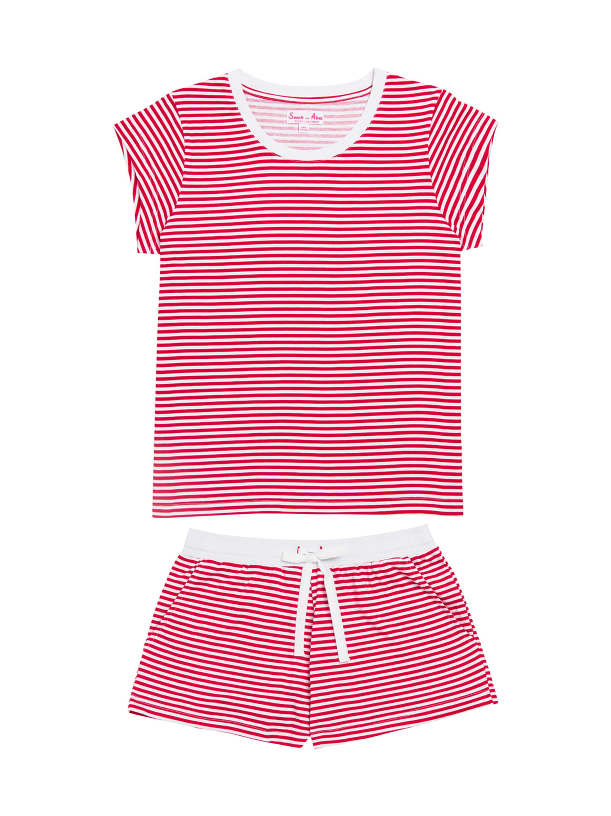 Sant and Abel Women's Stripe Jersey Short Pajama Set - Red