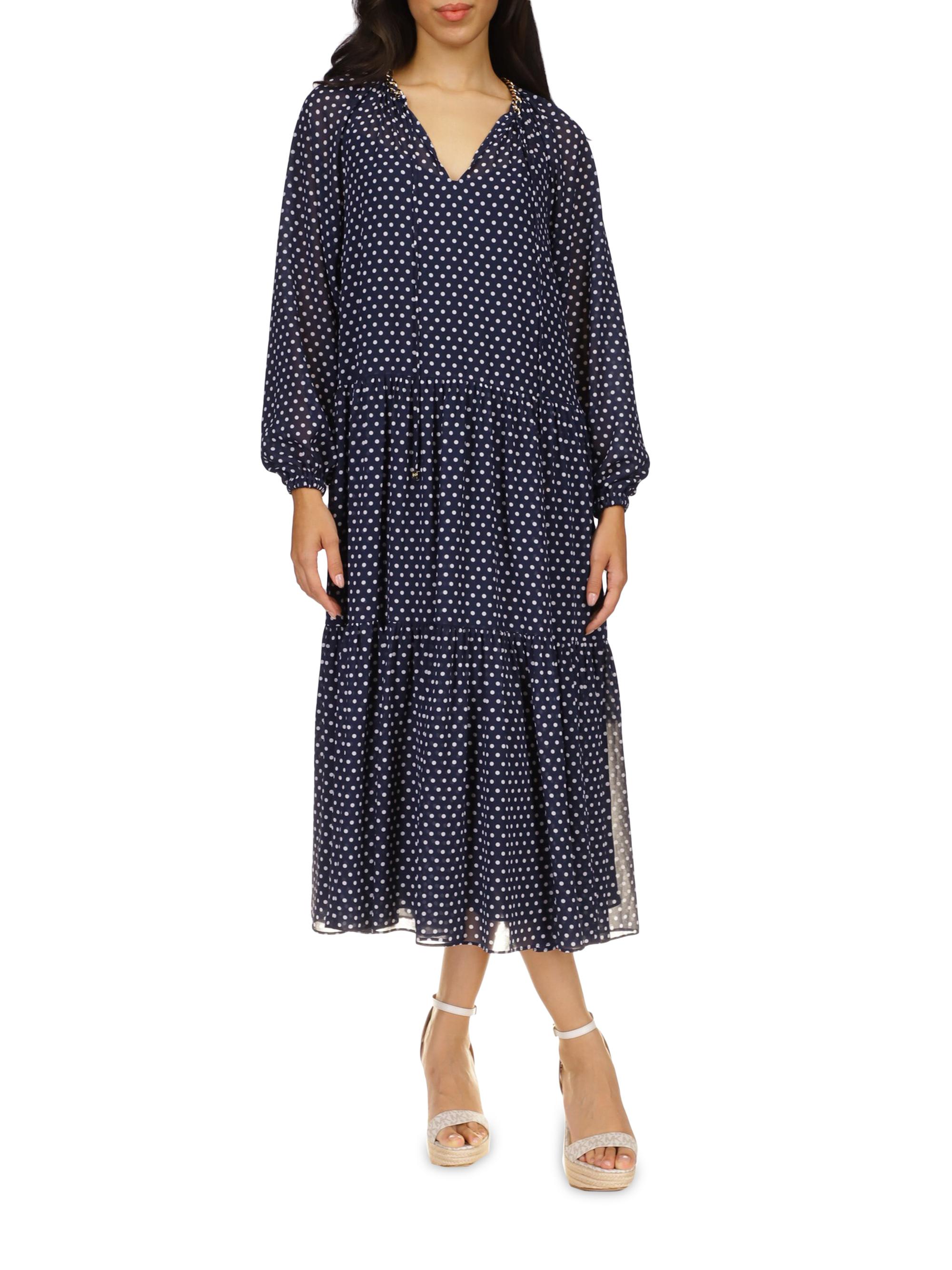 MICHAEL Michael Kors Polka-Dot Tiered Maxi Dress | Saks Fifth Avenue