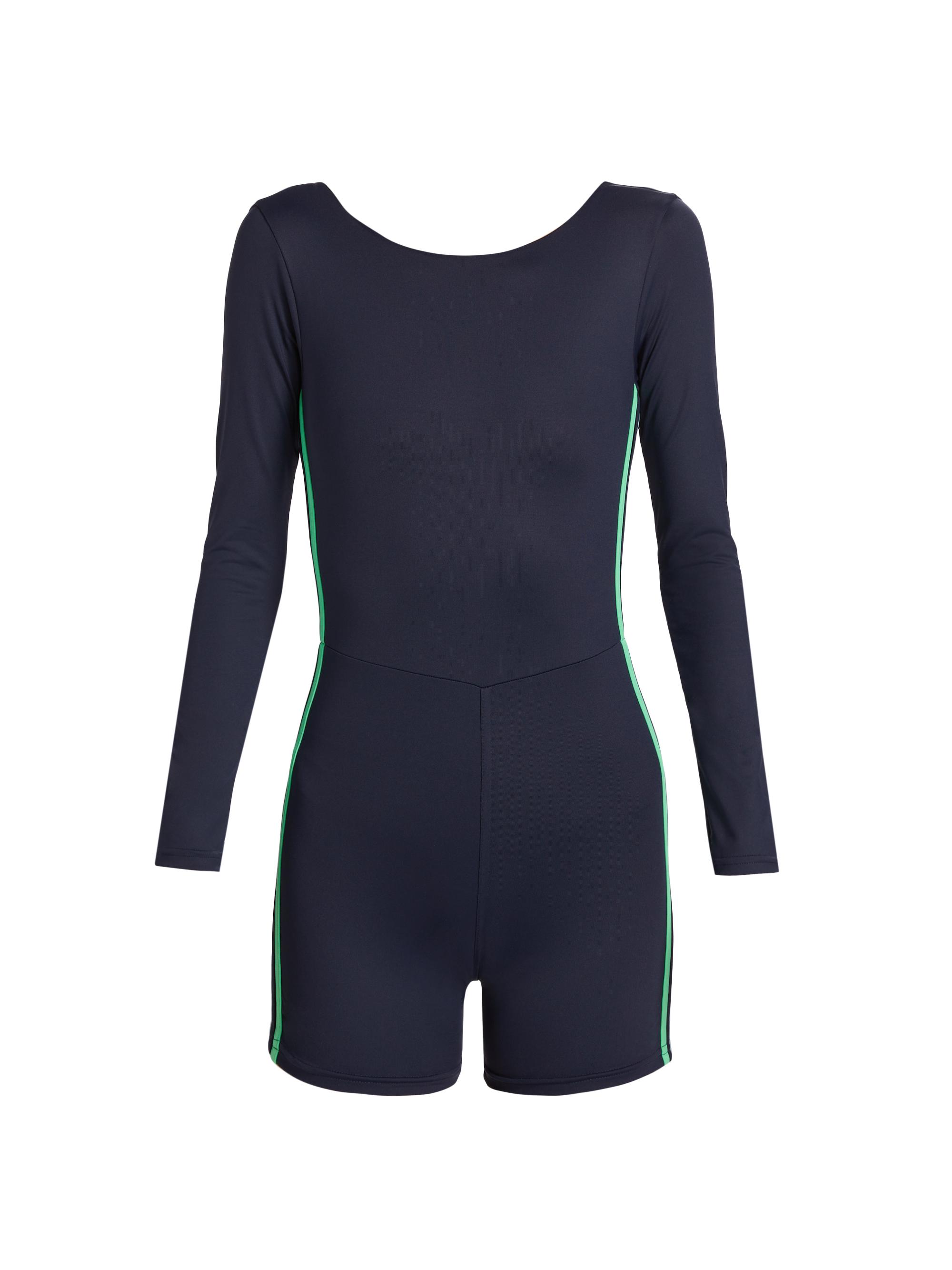 Maqui Active Women's Long-Sleeve Striped Jumpsuit - Navy