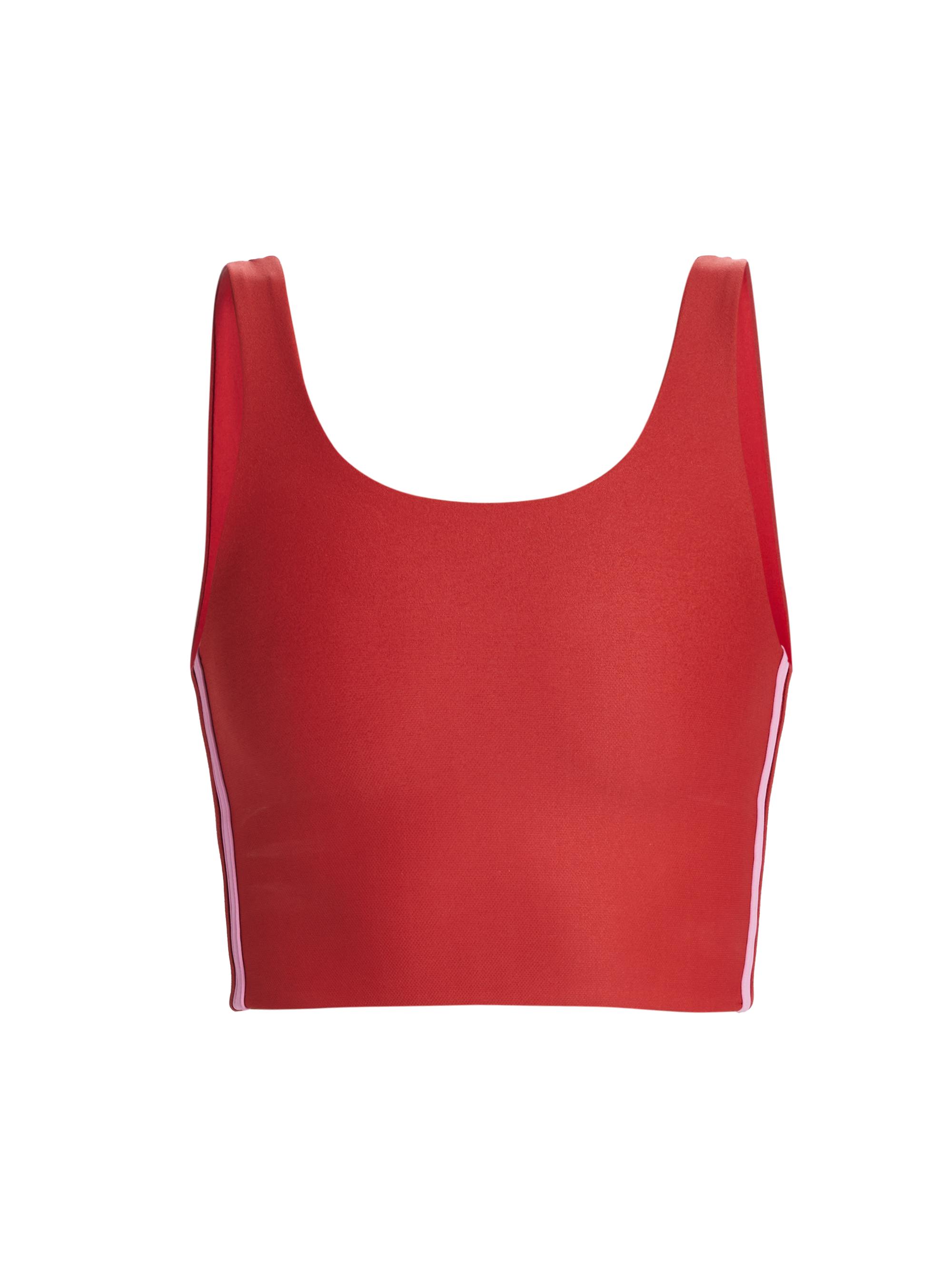 Maqui Active Women's Scoop Striped Sport Bra - Cherry