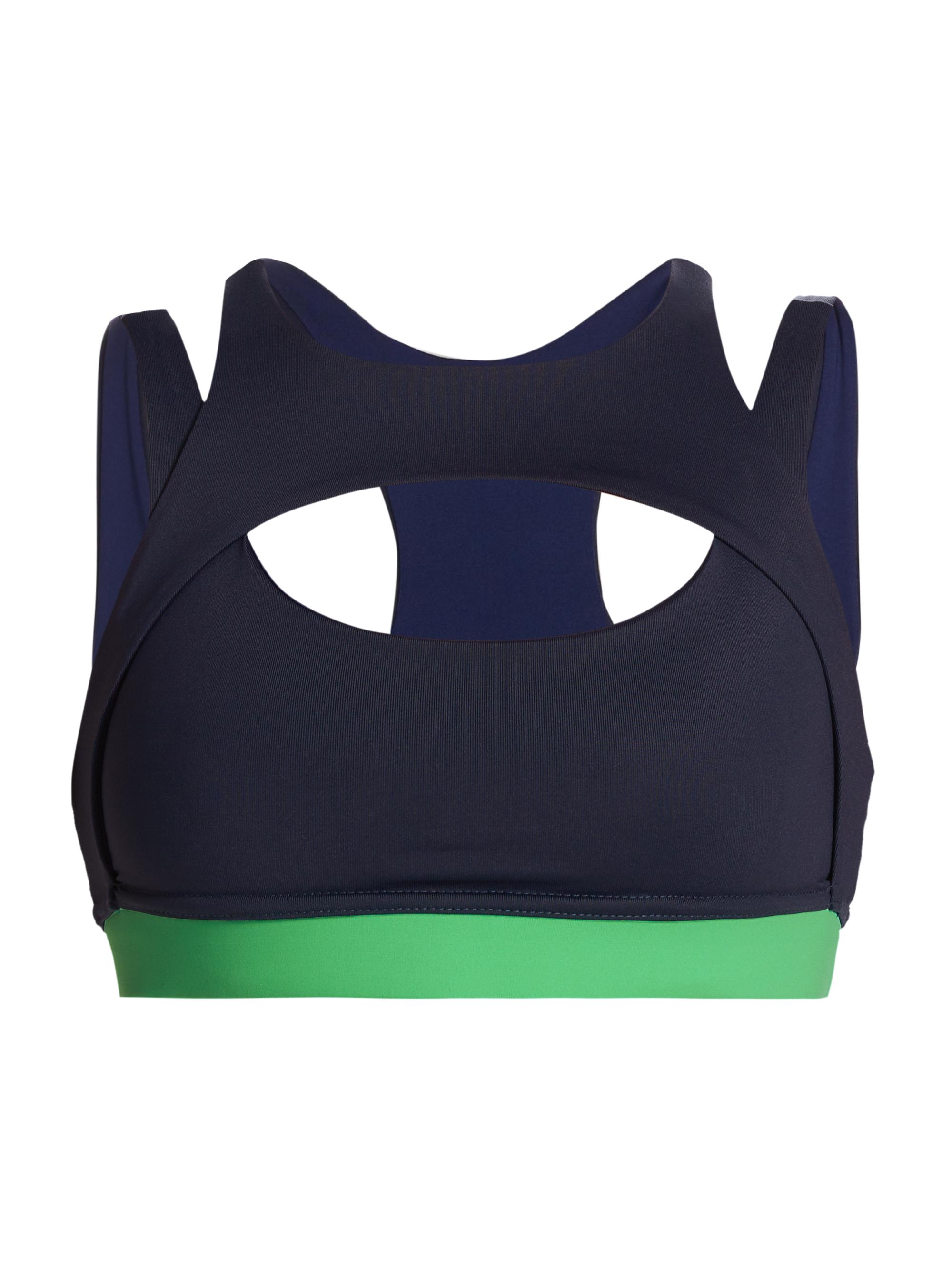Maqui Active Women's Open Front Sports Bra - Navy Green