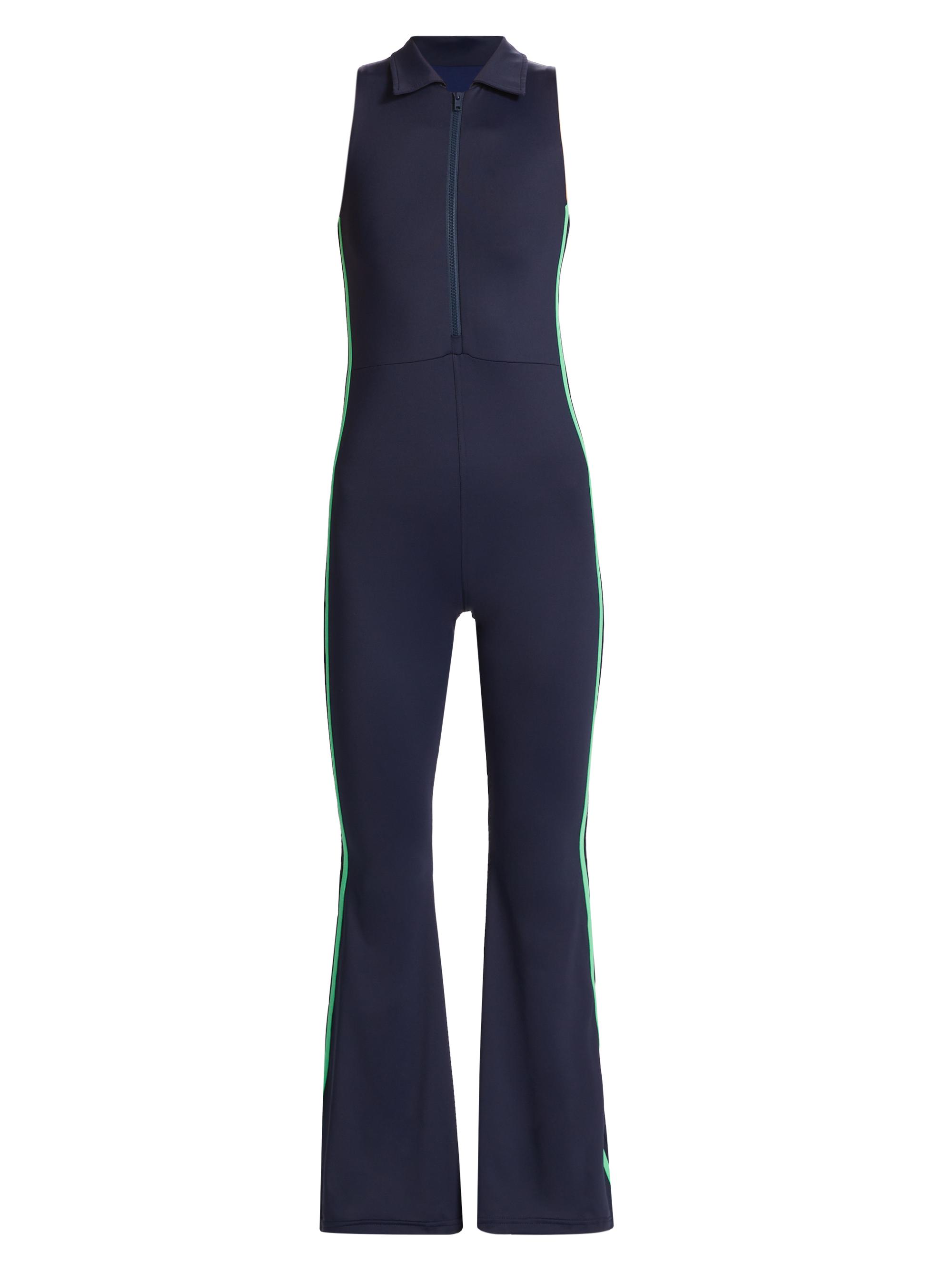Maqui Active Women's Polo Striped & Flared Jumpsuit - Navy