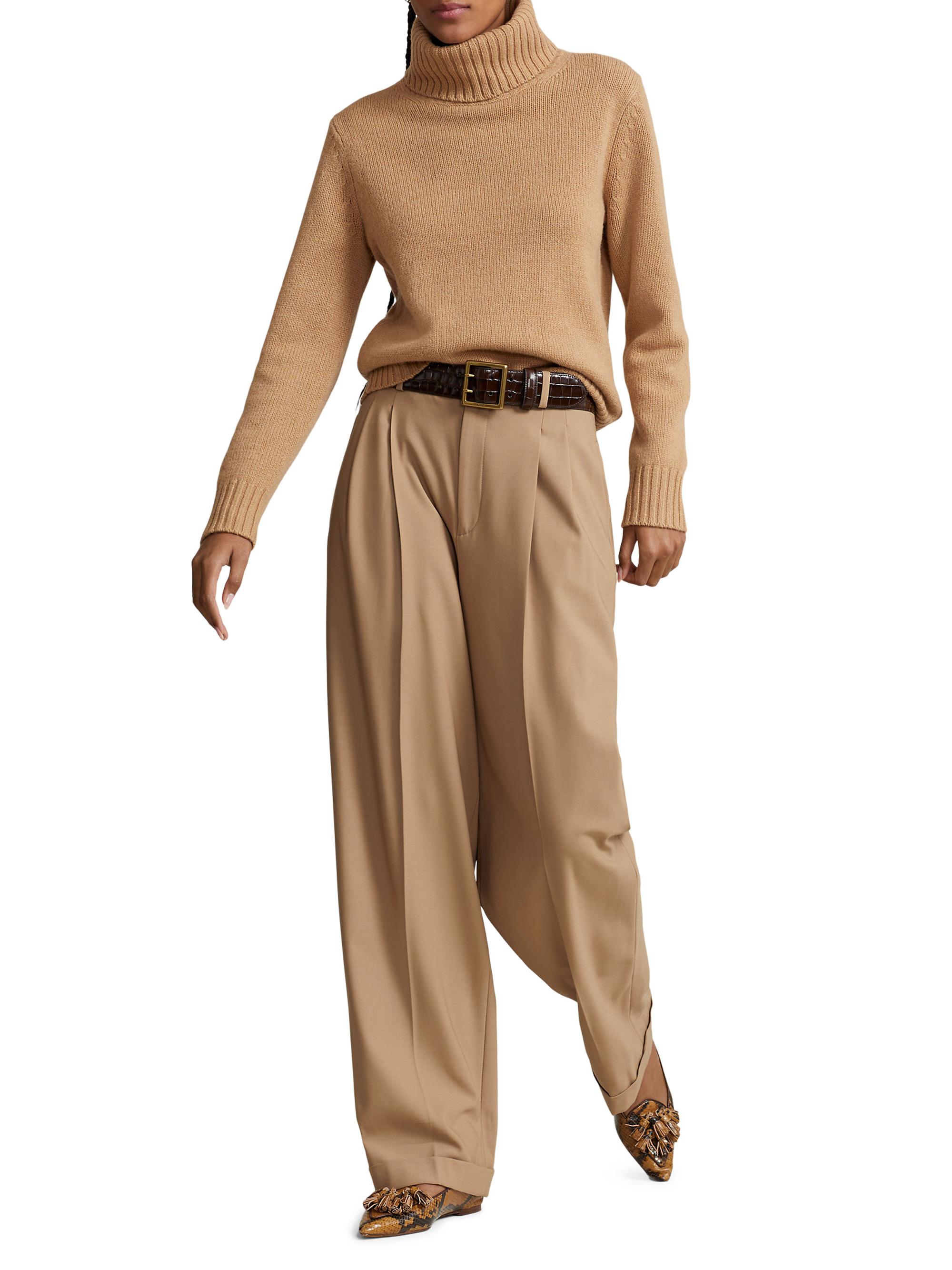 Polo Ralph Lauren Women's Wool Turtleneck Sweater - Collection Camel Melange