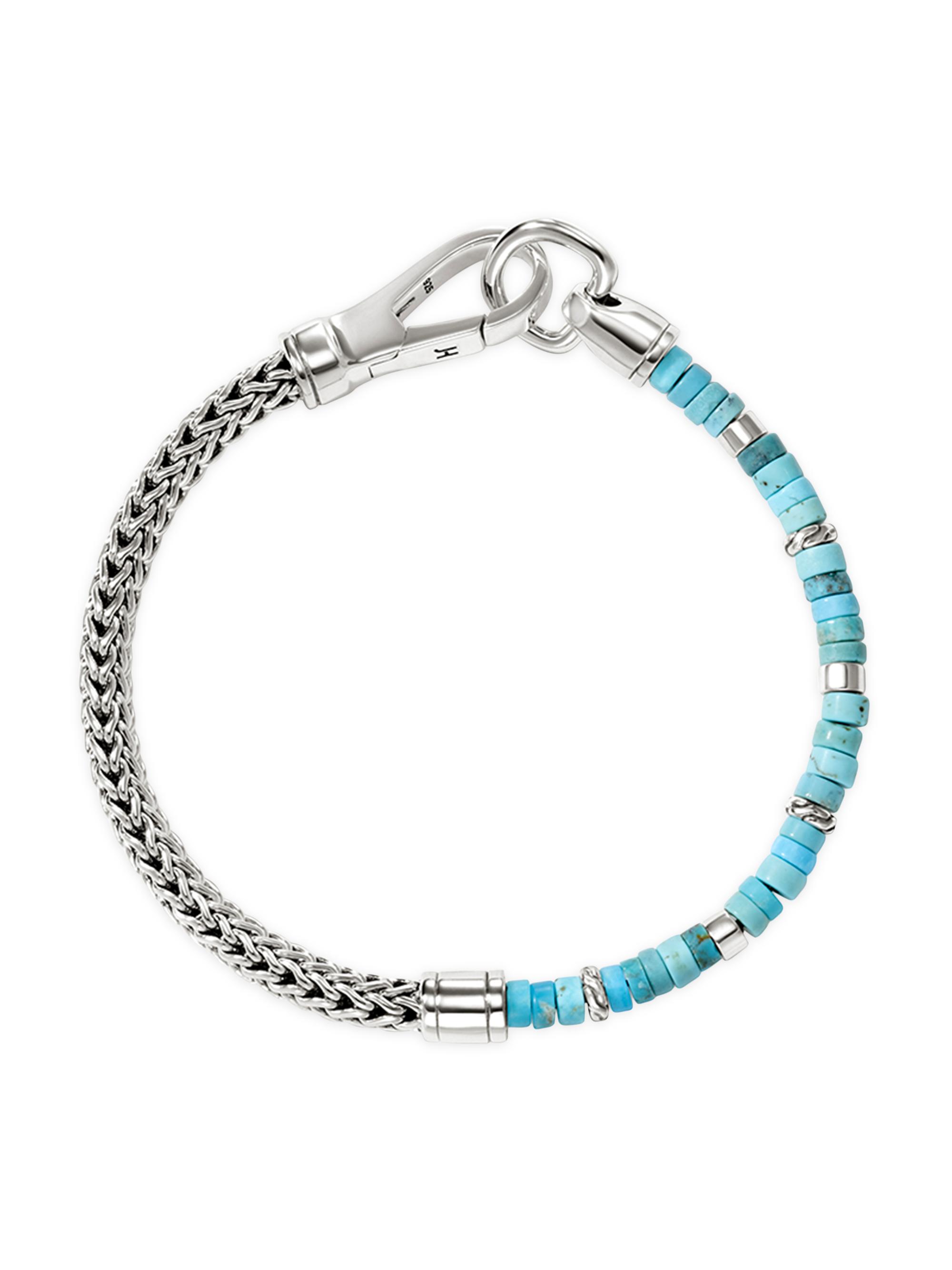 John Hardy Heishi Sterling Silver & Turquoise Chain Bracelet