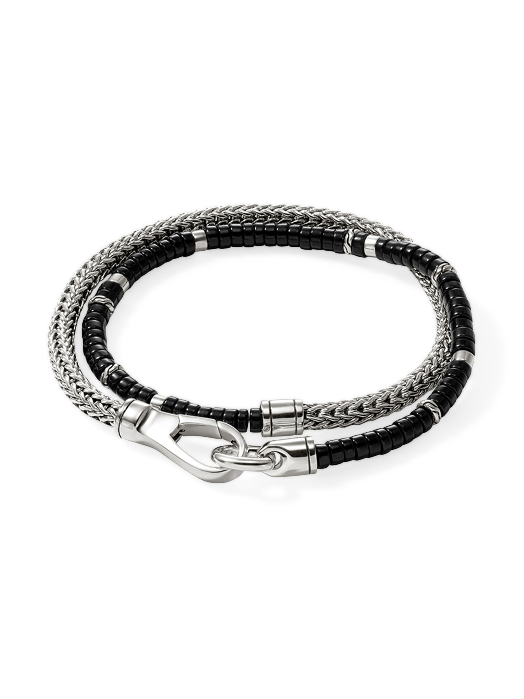 John Hardy Men's Heishi Sterling Silver & Black Onyx Chain Double Wrap Bracelet - Silver Onyx
