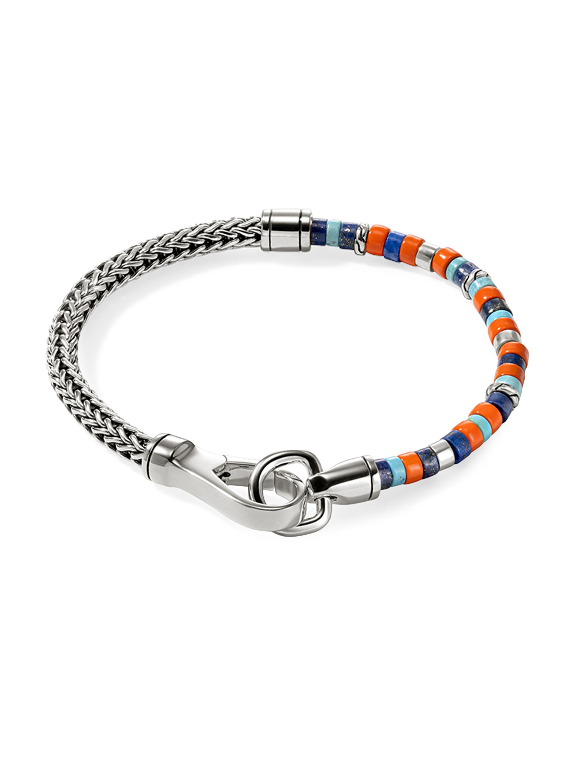 John Hardy Men's Heishi Sterling Silver, Lapis Lazuli, Turquoise, & Enamel Chain Bracelet - Silver Multi