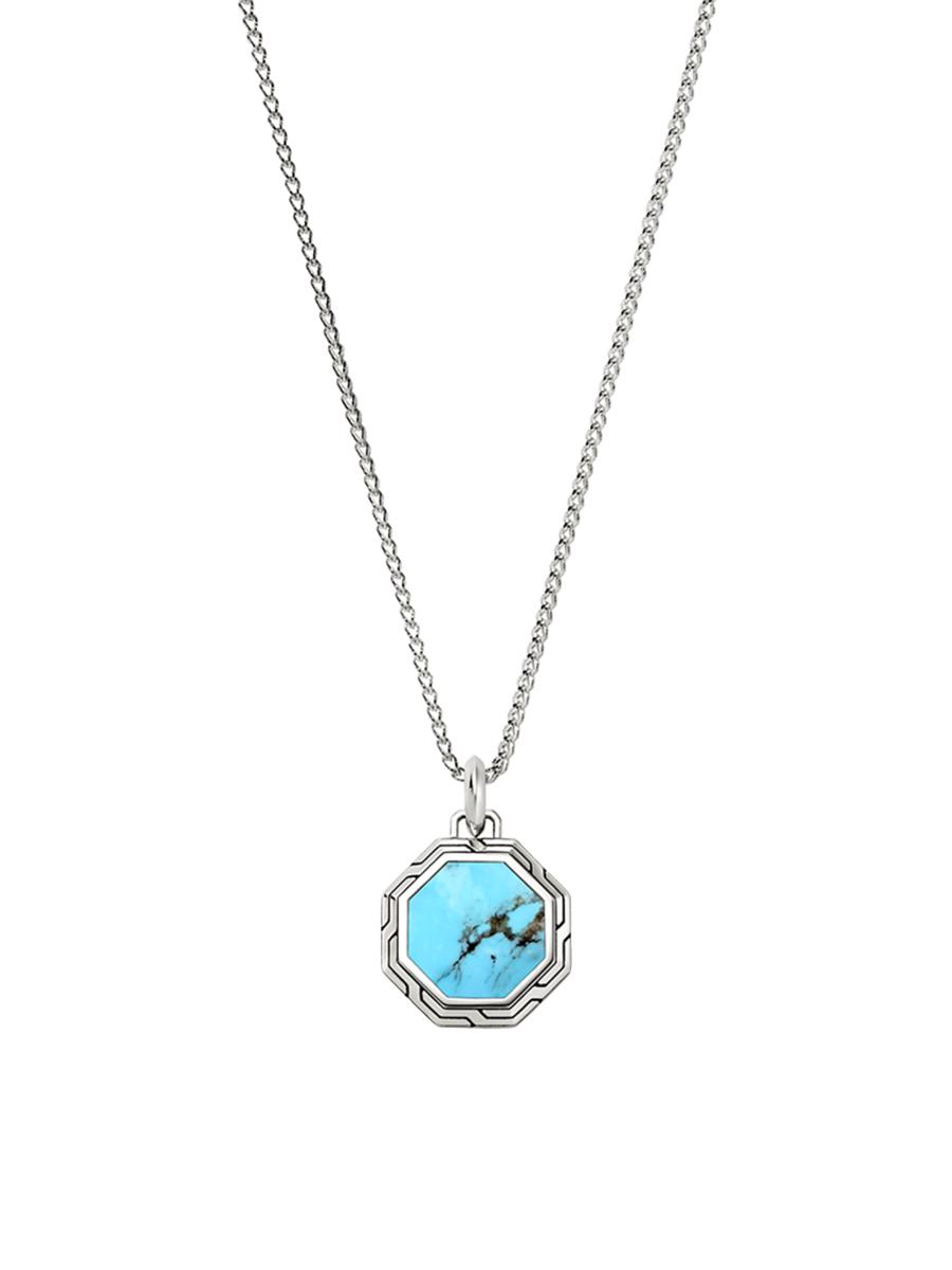 John Hardy Sterling Silver & Turquoise Pendant Necklace
