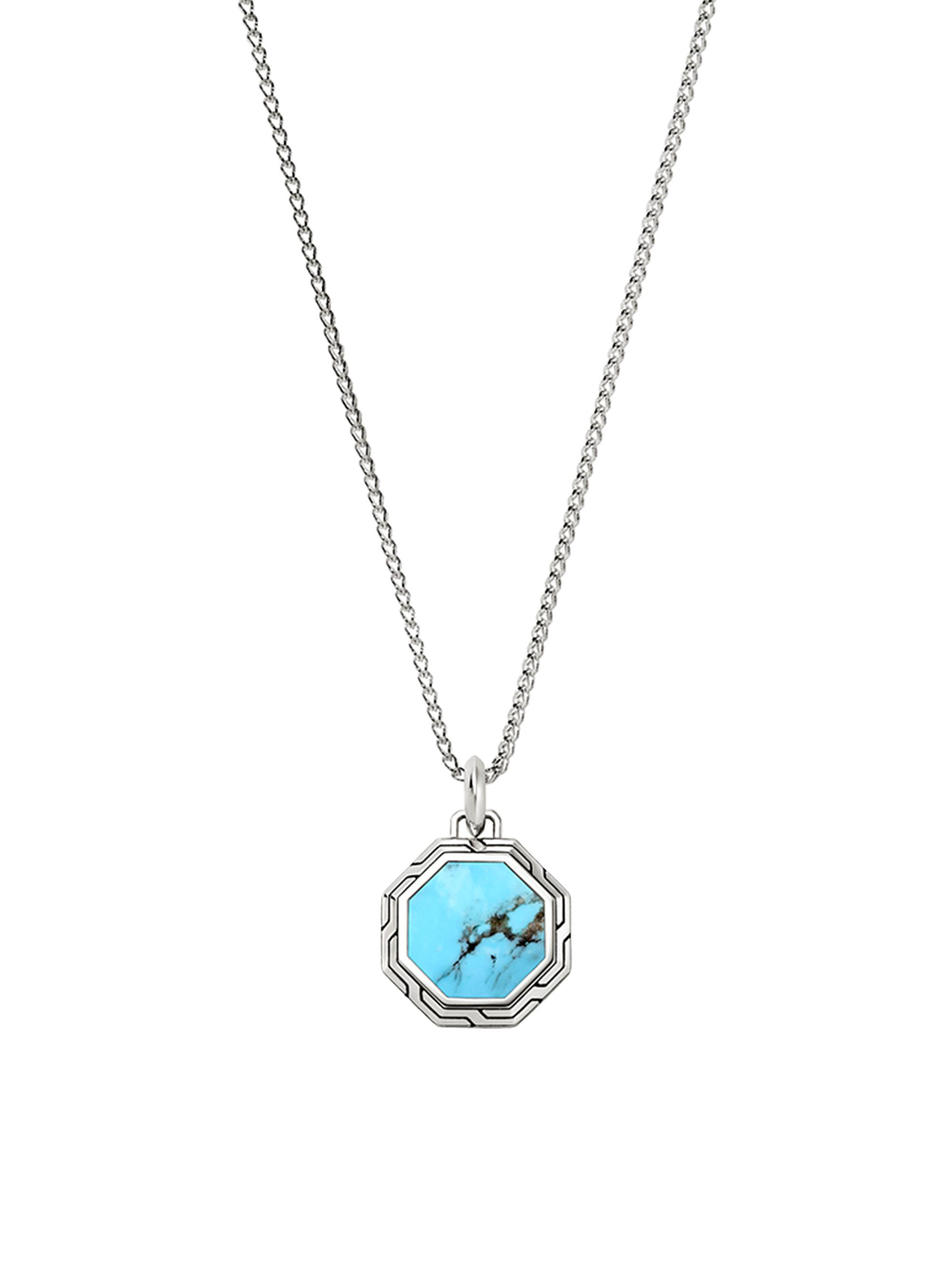John Hardy Men's Sterling Silver & Turquoise Pendant Necklace - Silver Turquoise