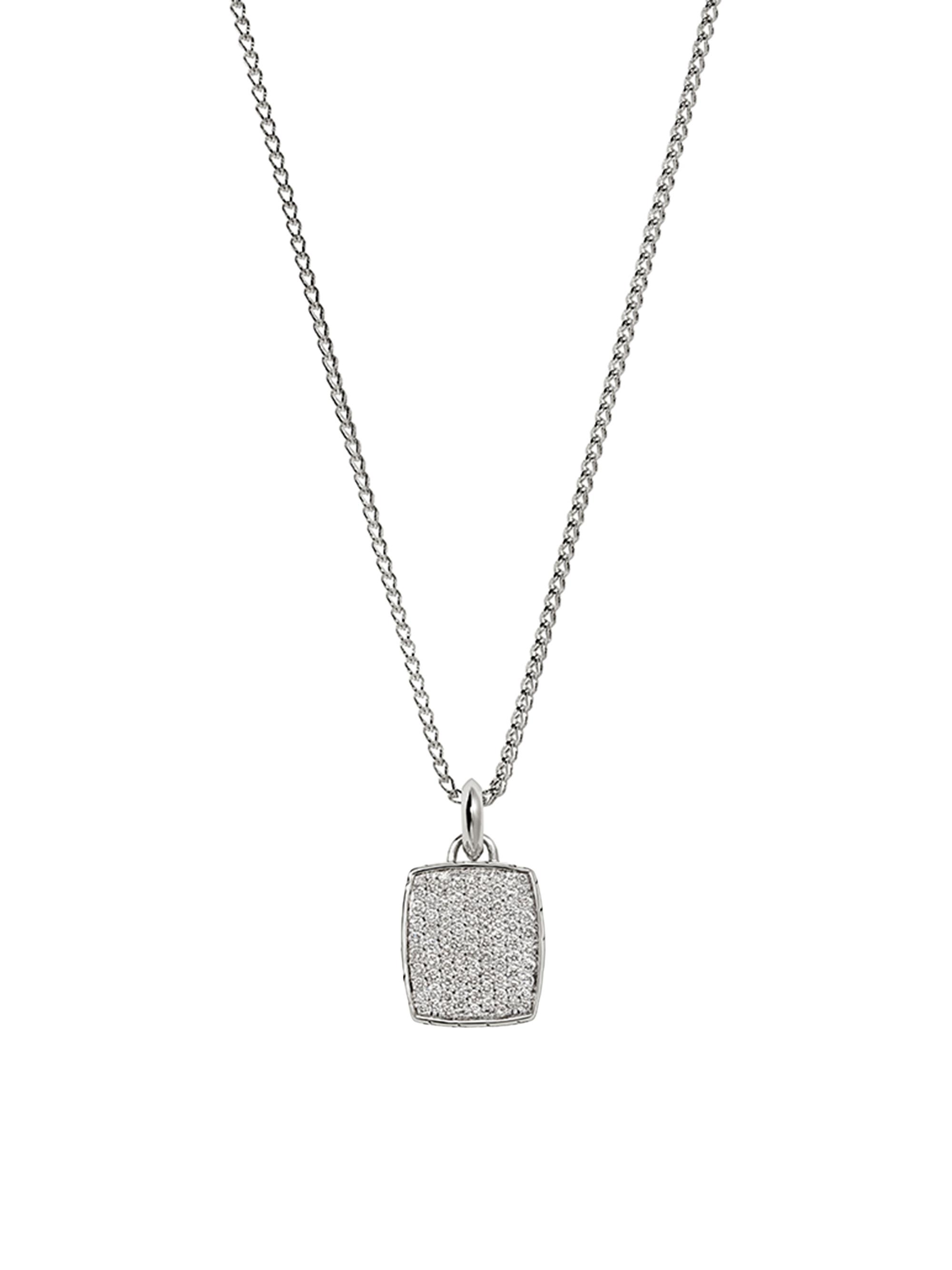 John Hardy Men's Sterling Silver & 1.08 TCW Pavé Diamond Tag Pendant Necklace - Silver Diamond