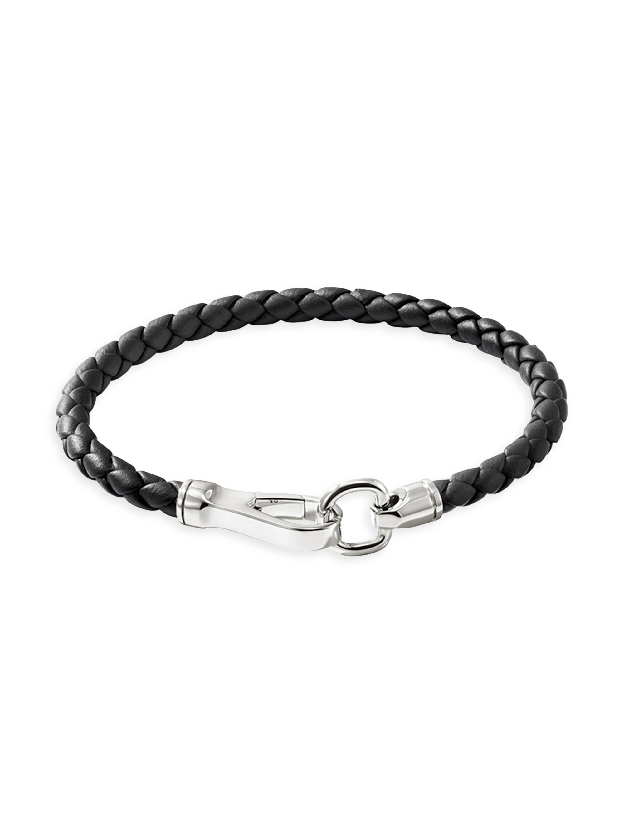 John Hardy Men's Braided Leather & Sterling Silver Cord Bracelet - Silver Black