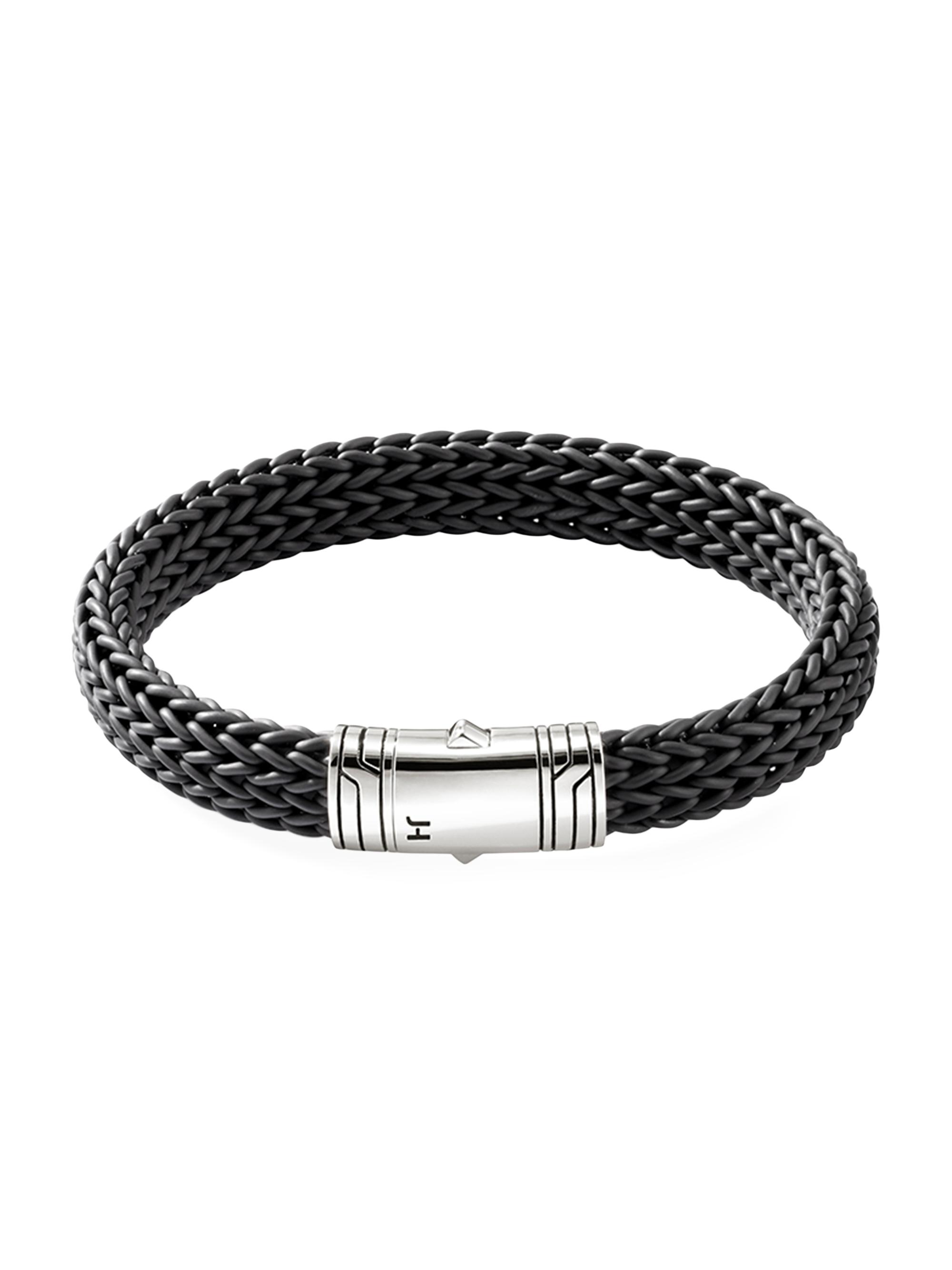 John Hardy Men's Rubber & Sterling Silver Cord Bracelet - Silver Black