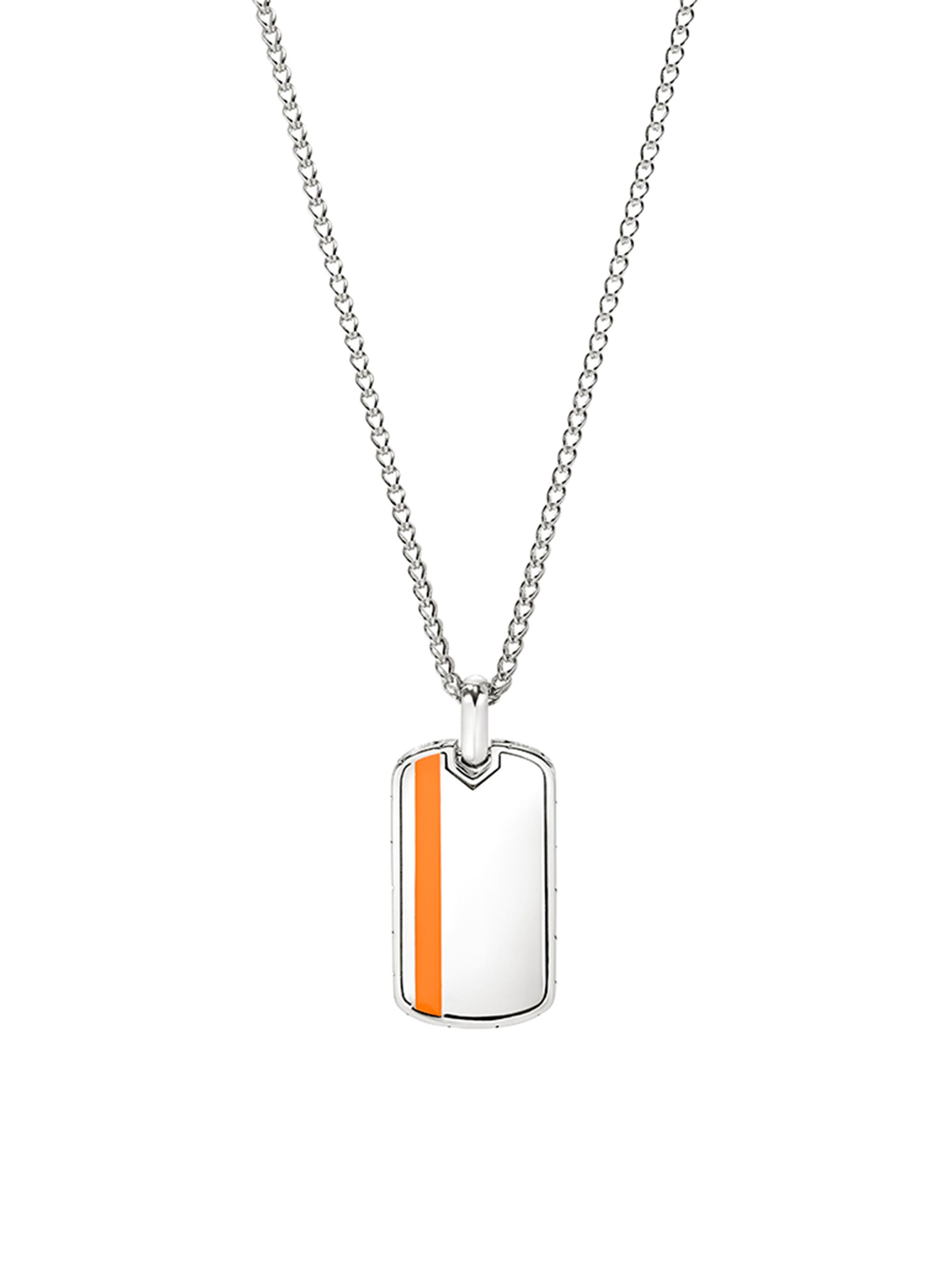 John Hardy Men's Sterling Silver & Enamel Tag Pendant Necklace - Silver Orange