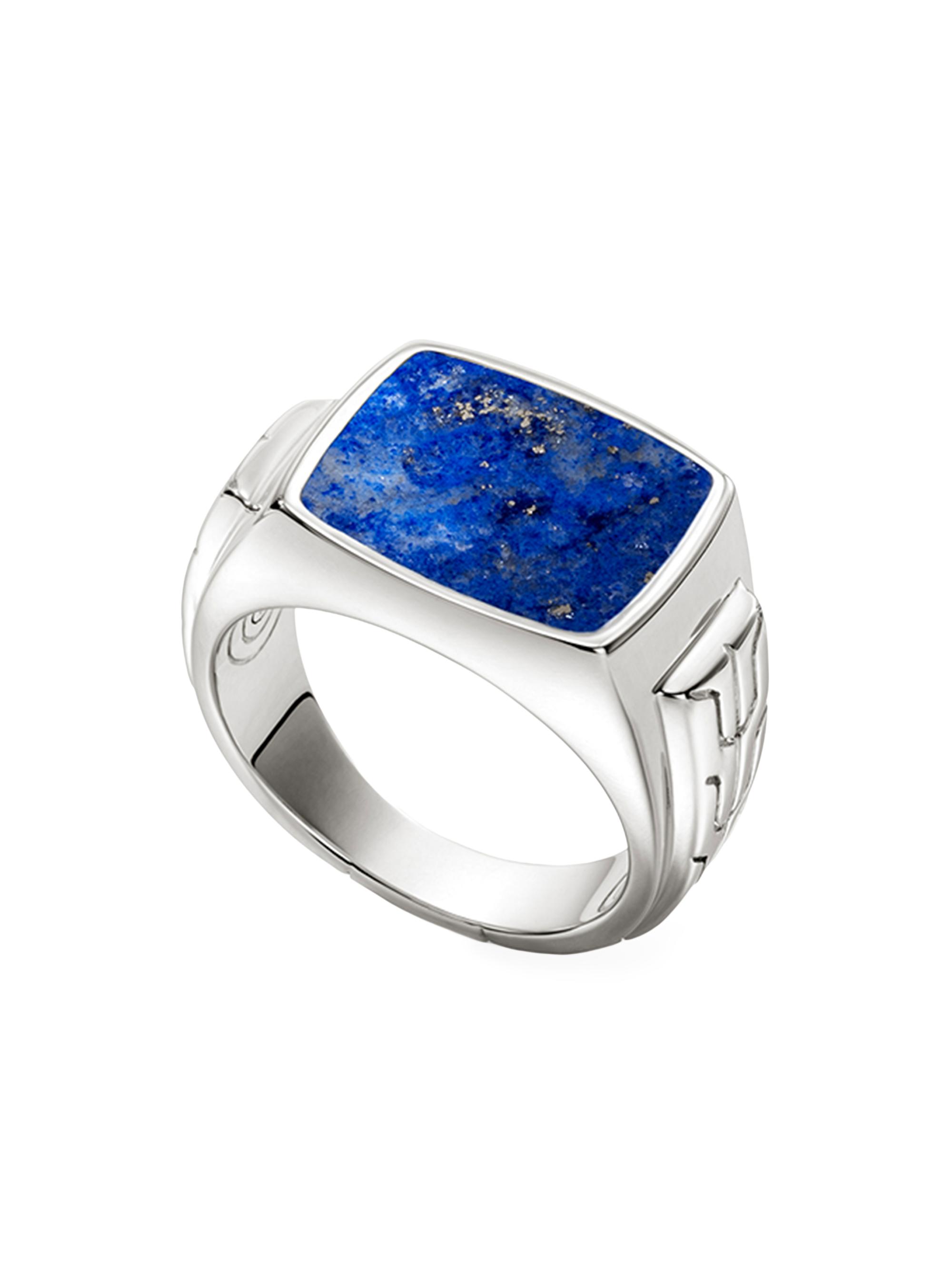 John Hardy Men's Sterling Silver & Lapis Lazuli Signet Ring - Silver Lapis