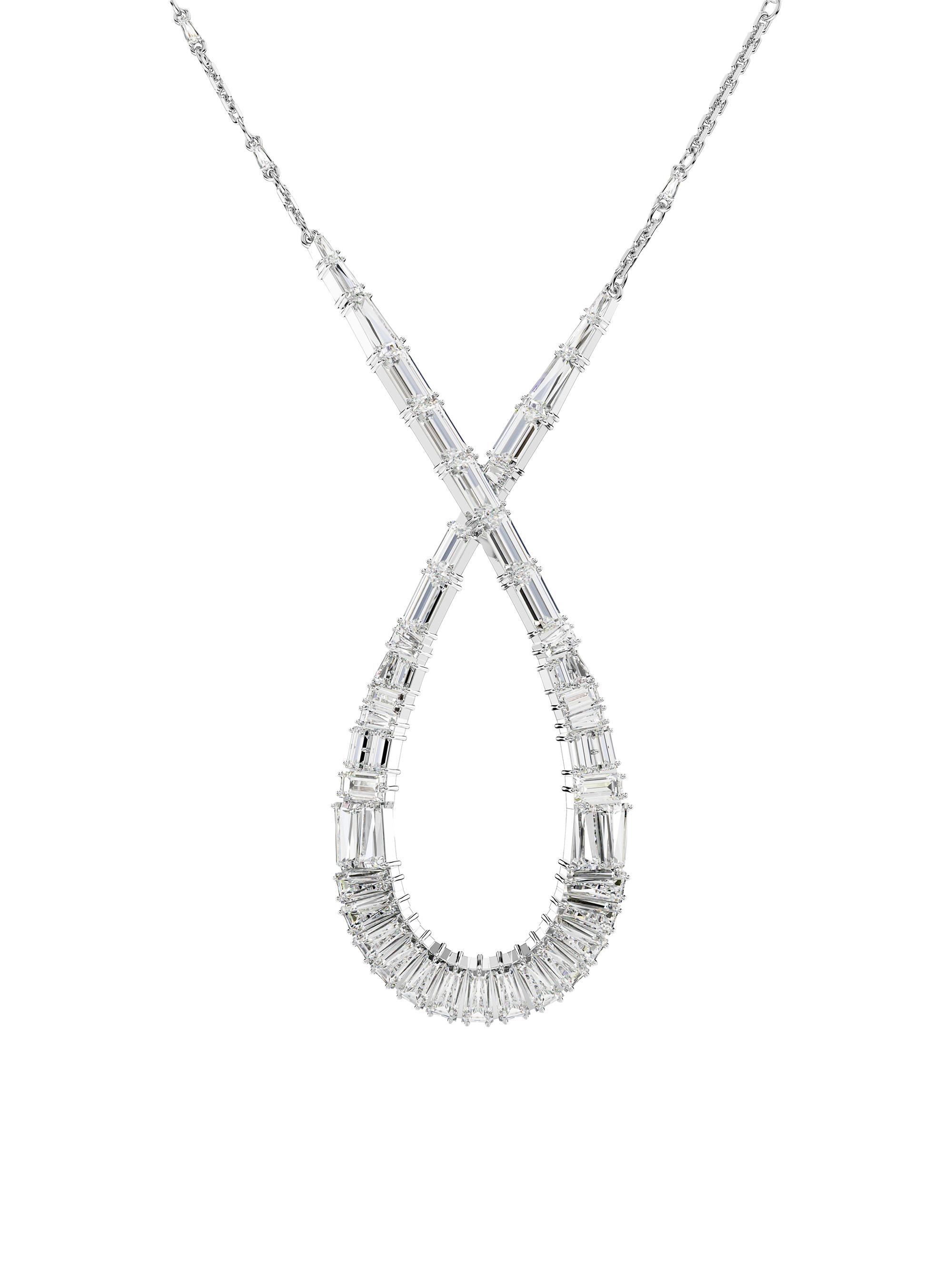 Swarovski Women's Hyperbola Rhodium-Plated &  Crystal Pendant Necklace - White Gold