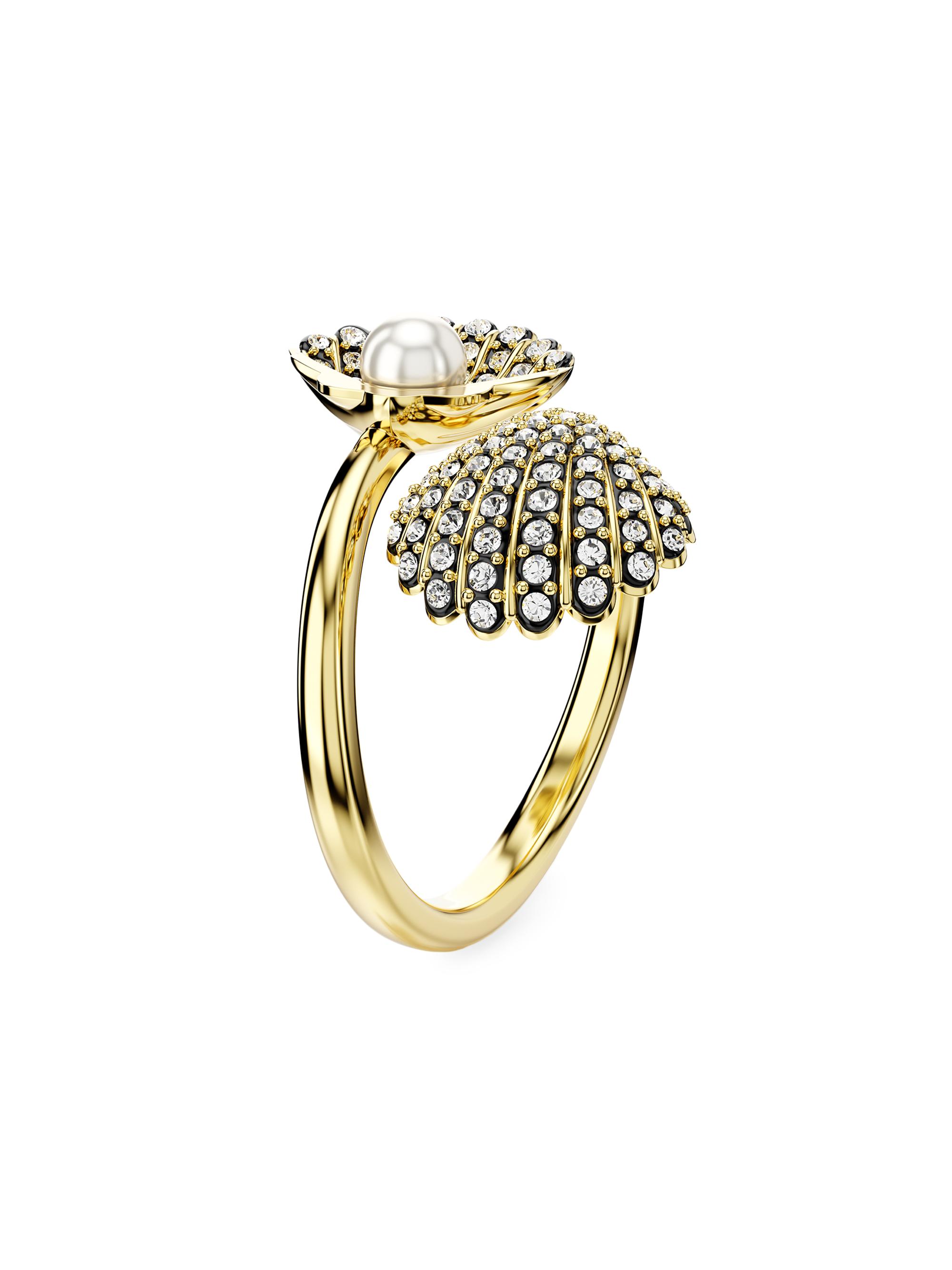 Swarovski Women's Idyllia Goldtone, Crystal & Imitation Pearl Shell Wraparound Ring - Yellow Gold