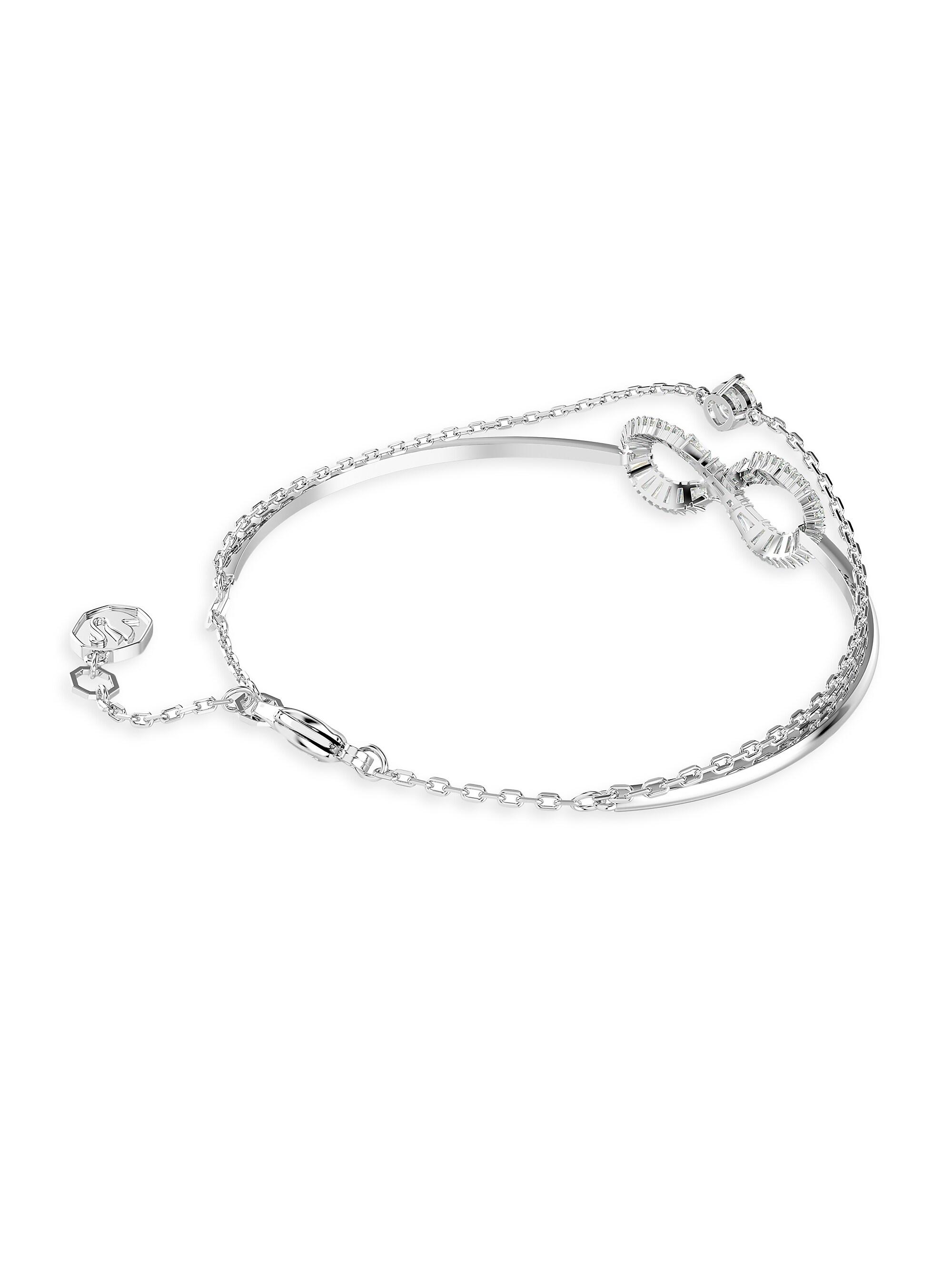 Hyperbola Rhodium-Plated Swarovski Crystal Infinity Bracelet