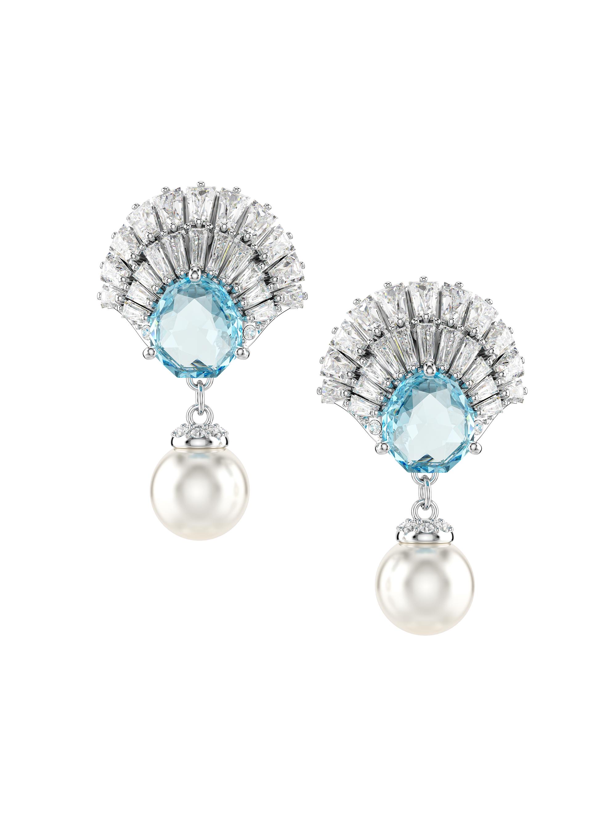 Swarovski Women's Idyllia Crystal & Imitation Pearl Drop Earrings - White Gold