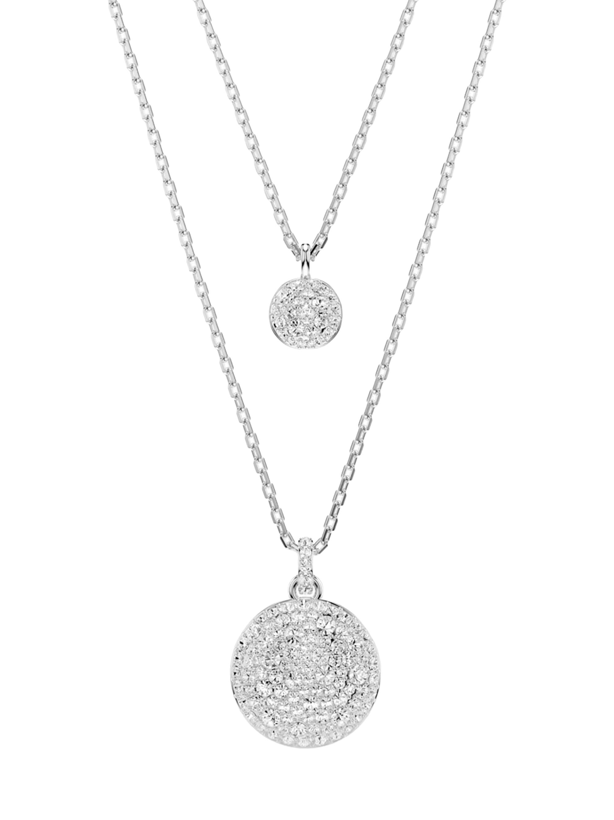 Swarovski Women's Sublima Rhodium-Plated &  Crystal Layered Pendant Necklace - White Gold