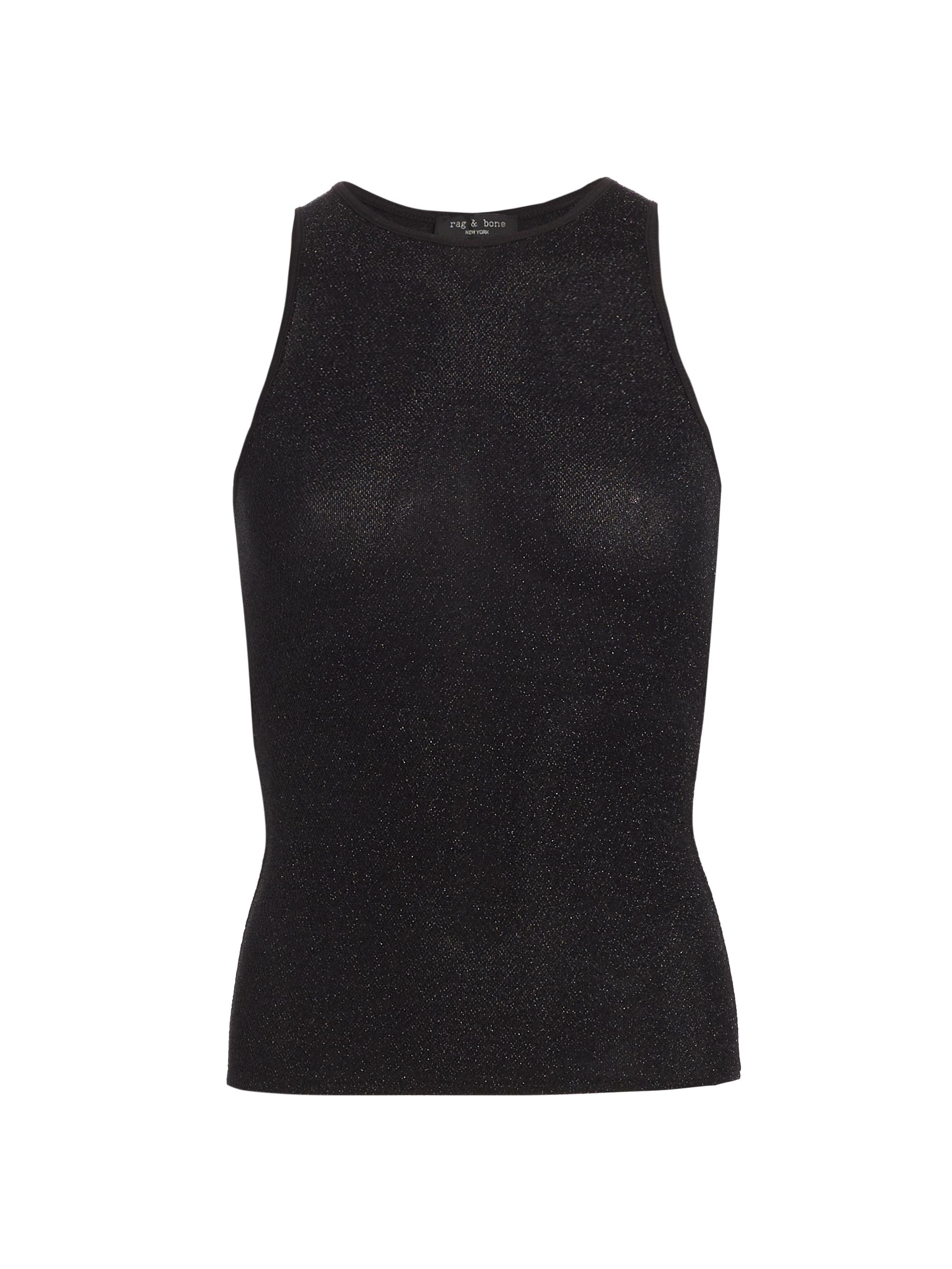 rag & bone Women's Lilith Metallic Fitted Tank - Black