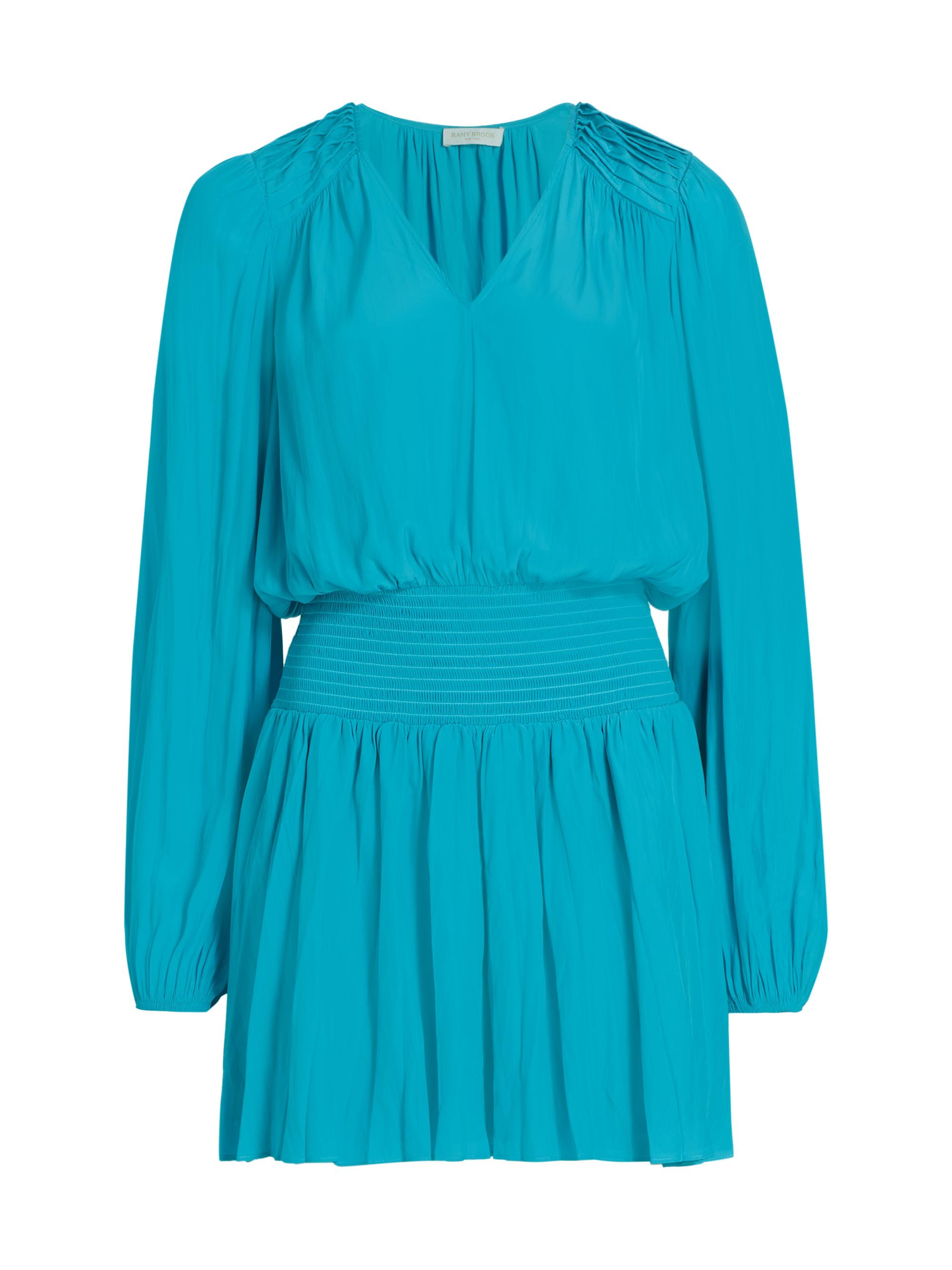Ramy Brook Women's Jovie Elasticized Long-Sleeve Minidress - Calypso Blue
