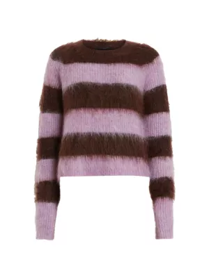 Striped Mohair Blend Crewneck Sweater