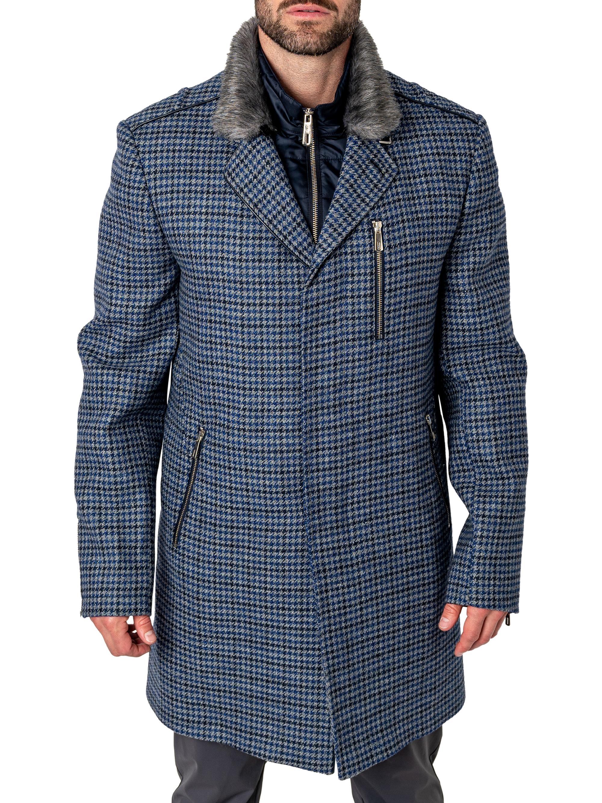 Maceoo Men's Peacoat Captain Houndstooth Jacket - Blue