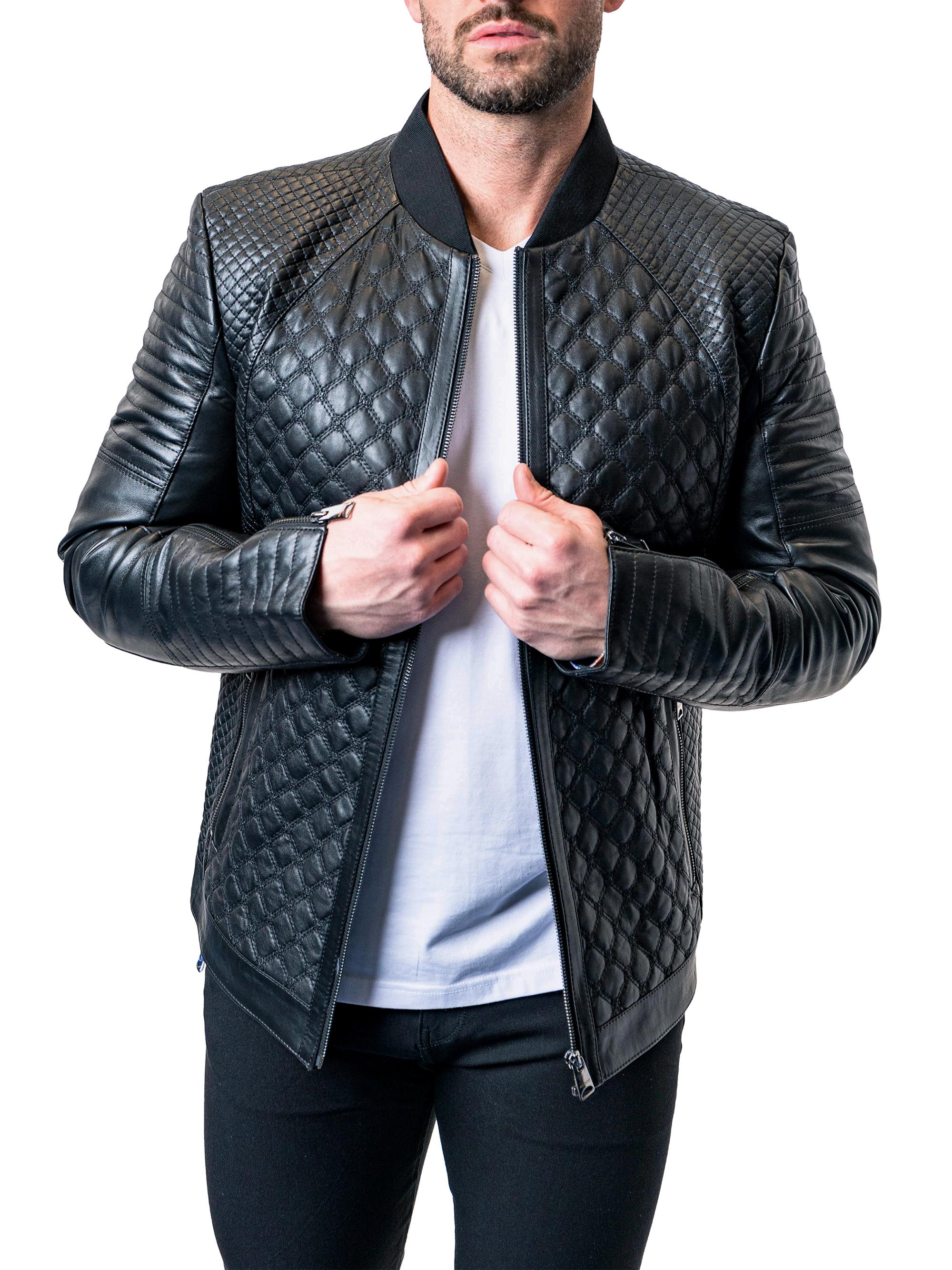 Maceoo Men's Leather Croco Jacket - Black