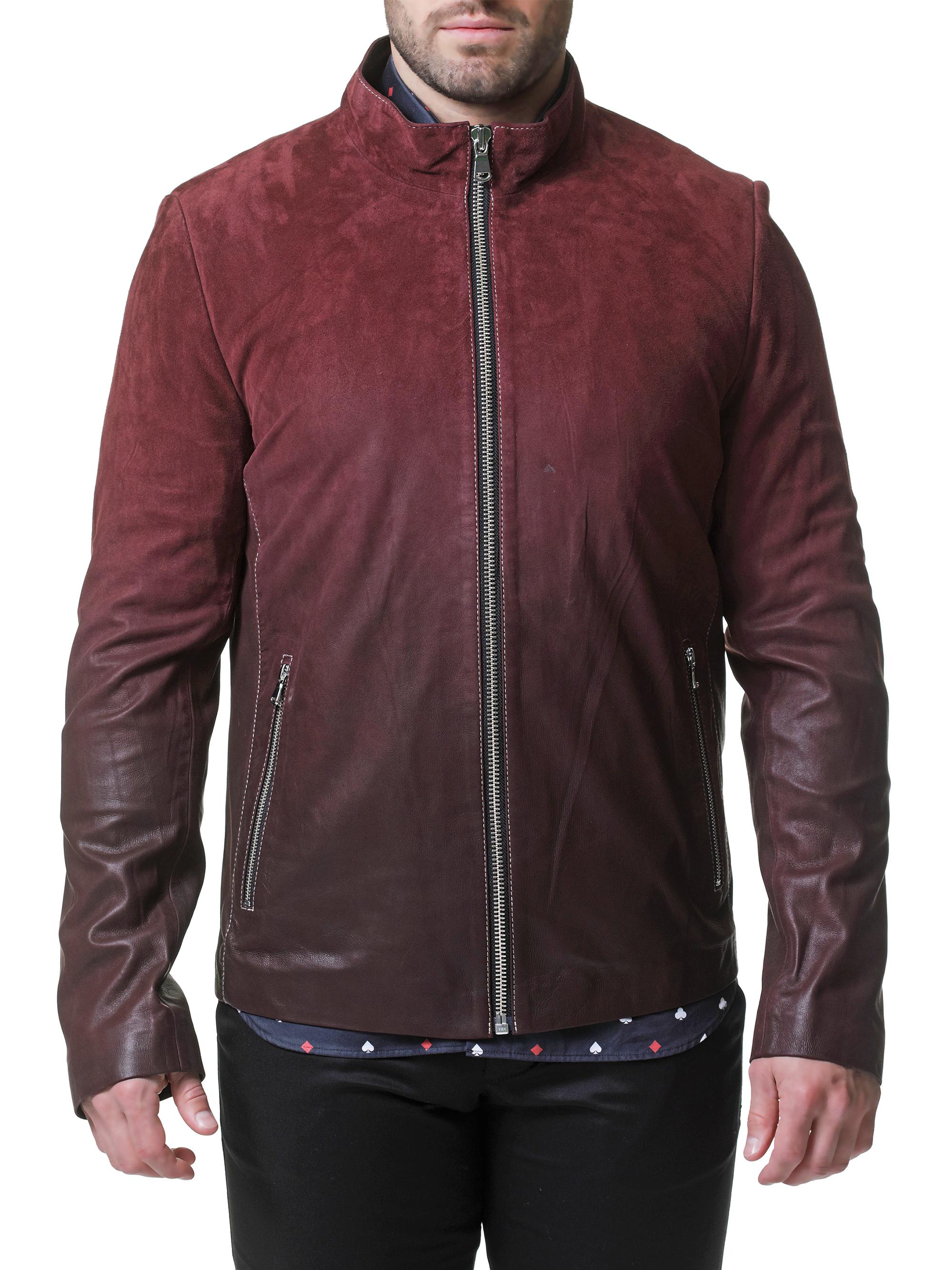 Maceoo Men's Leather Degrade Jacket - Red