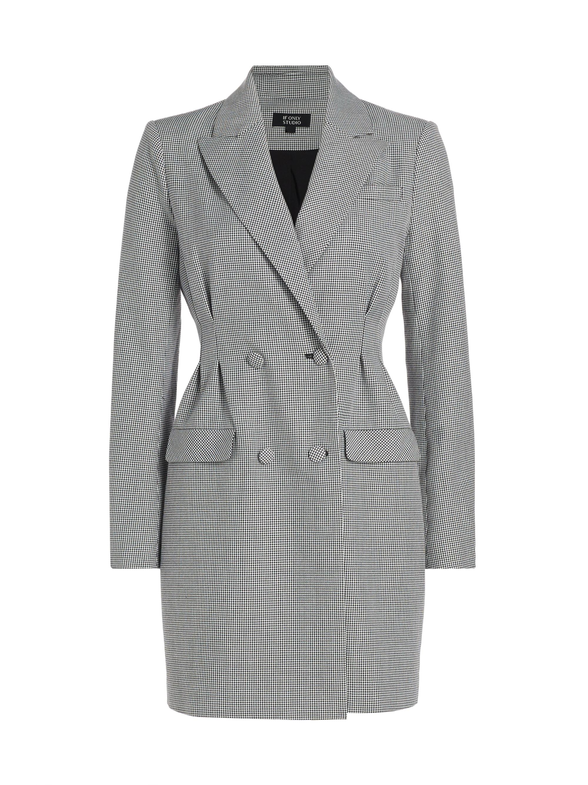 If Only Studio Women's Georgia Double-Breasted Minidress - Houndstooth