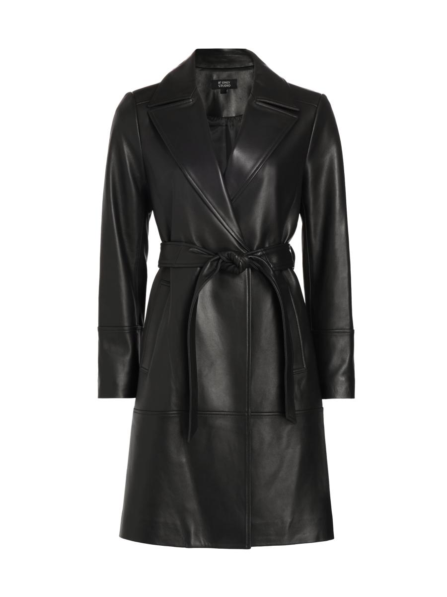 If Only Studio Elizabetta Belted Leather Wrap Coat | Saks Fifth Avenue