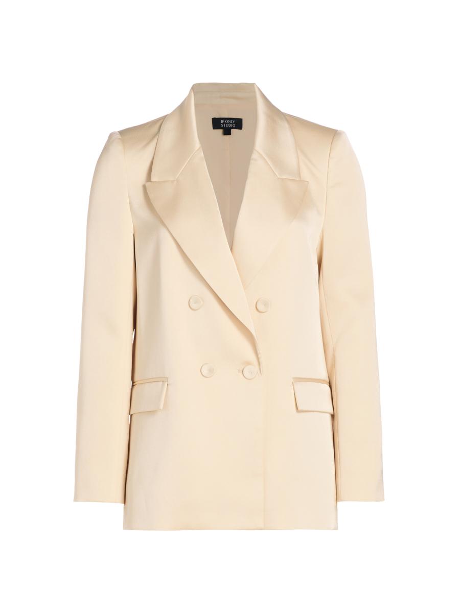 If Only Studio Tina Double-Breasted Satin Blazer | Saks Fifth Avenue