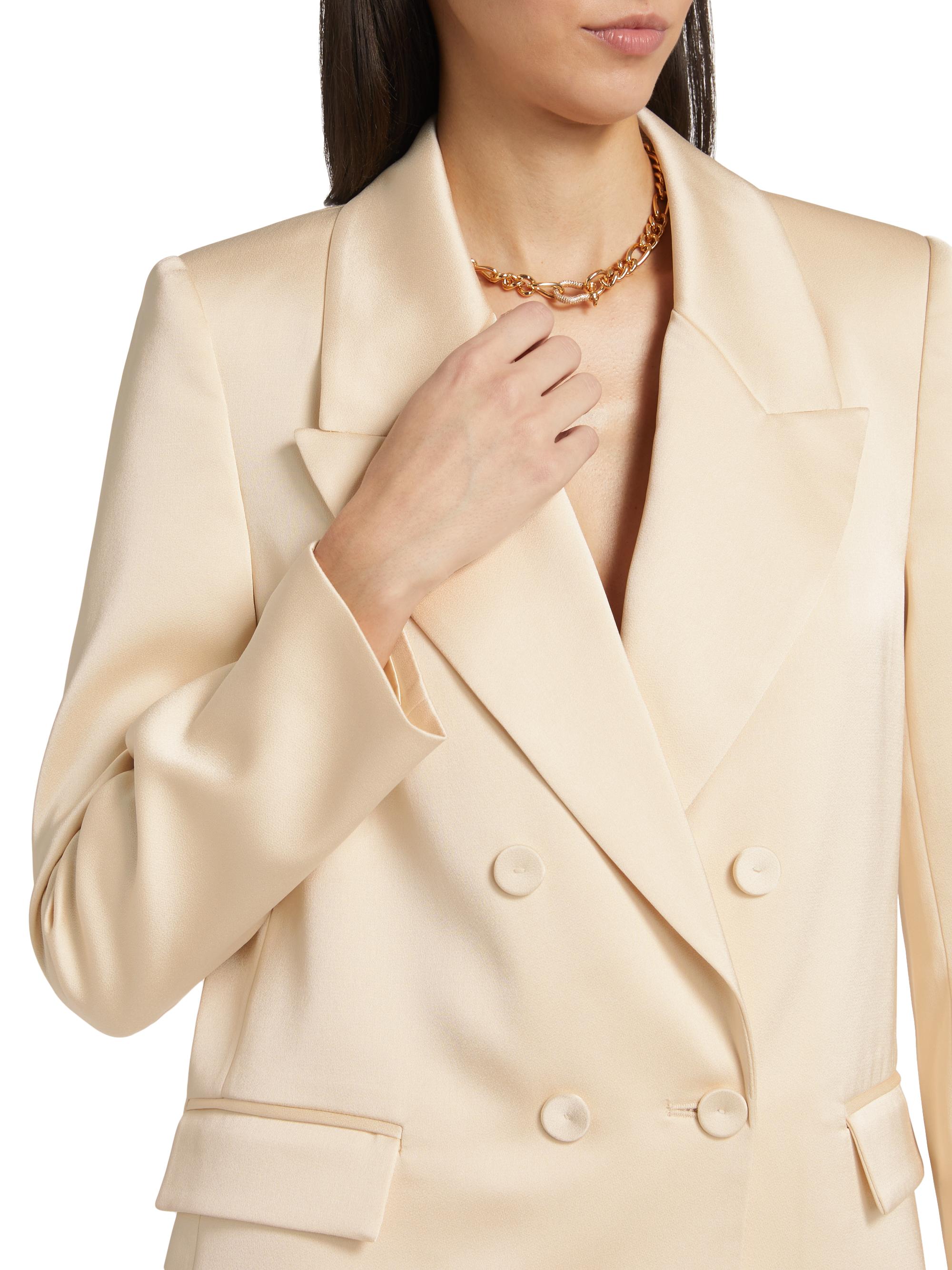 If Only Studio Tina Double-Breasted Satin Blazer | Saks Fifth Avenue
