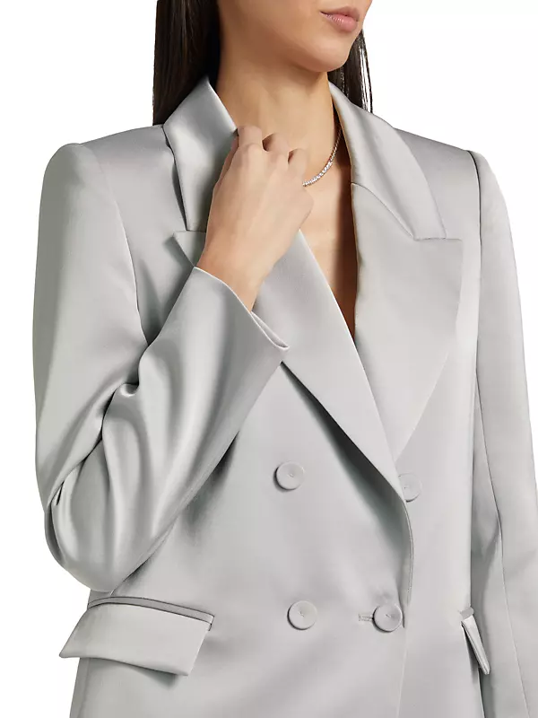 Shop If Only Studio Tina Double-Breasted Satin Blazer | Saks Fifth 