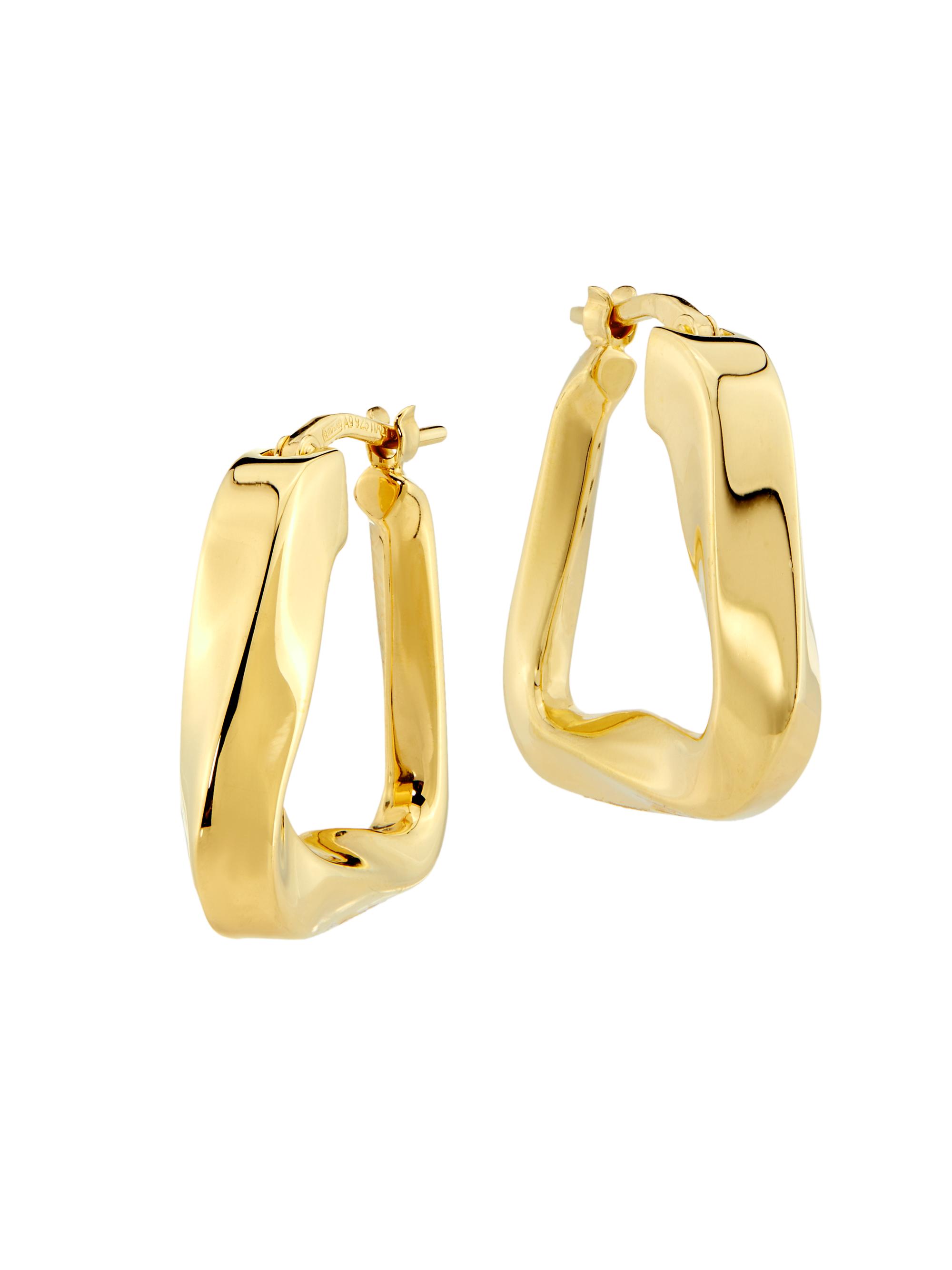 Bottega Veneta Women's 18K-Gold-Plated Twisted Triangle Hoop Earrings - Yellow Gold
