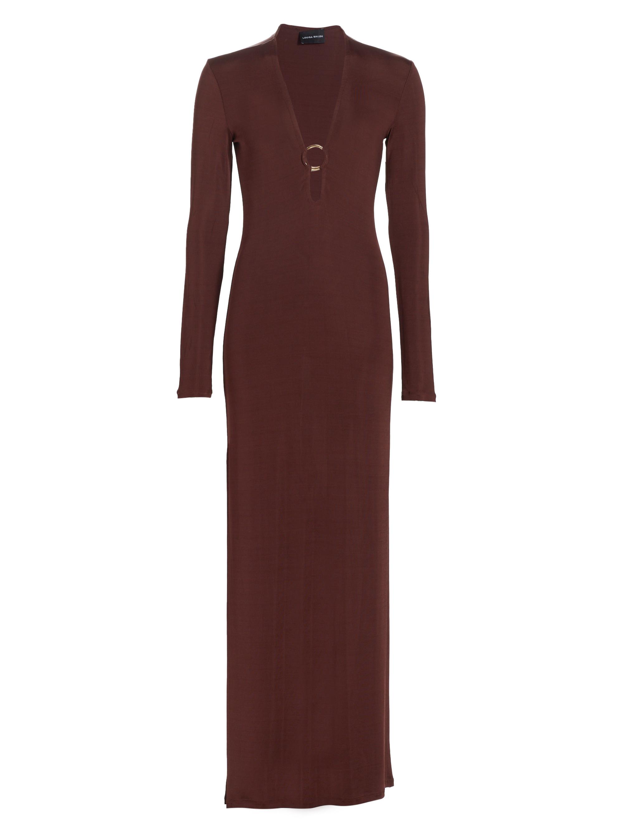 Louisa Ballou Women's Helios Plunge Maxi Dress - Brown