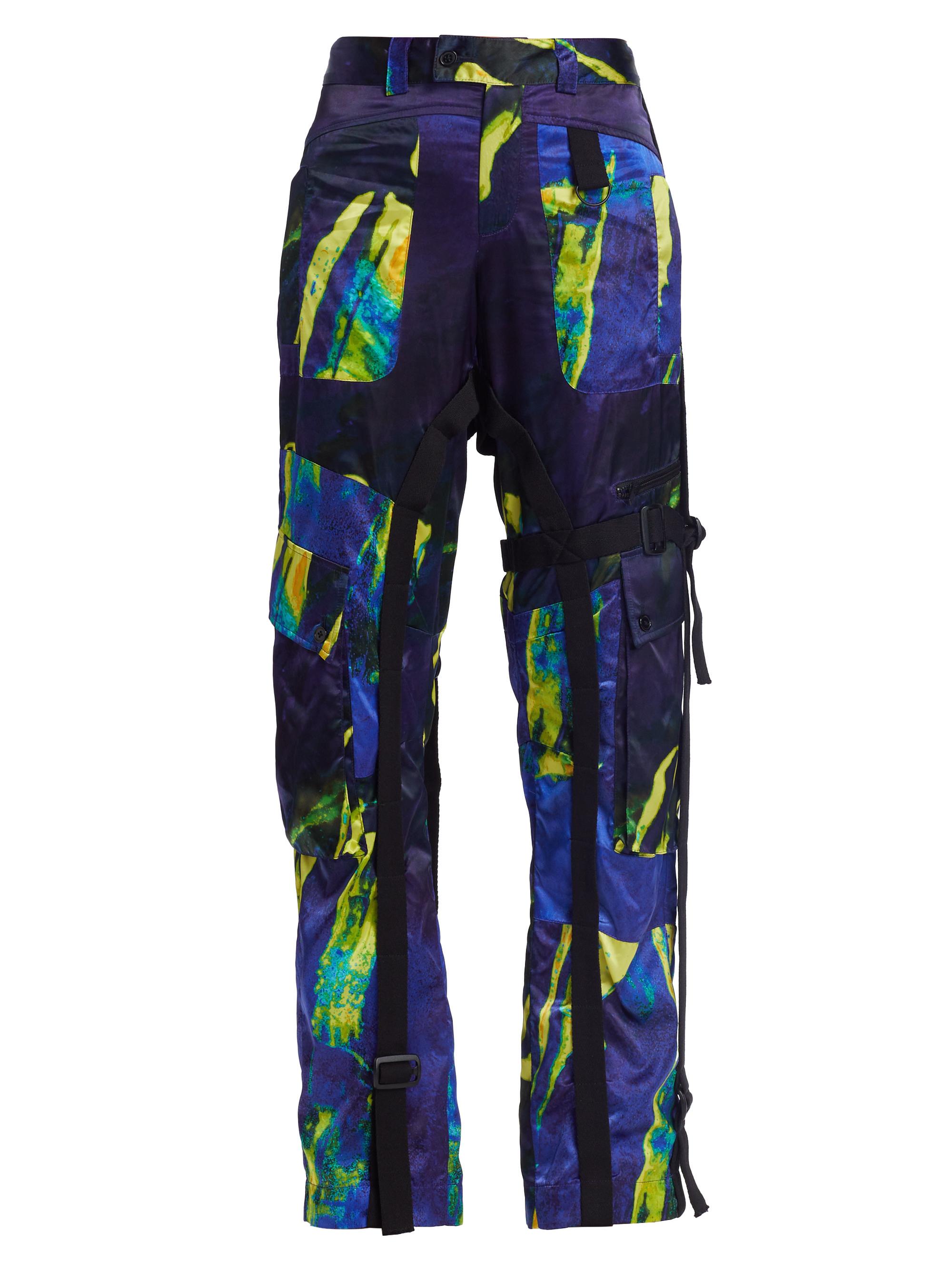 Louisa Ballou Women's Satin Strappy Cargo Pants - Lapis
