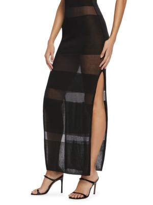 Louisa Ballou Sea Breeze sheer-knit maxi dress - Black