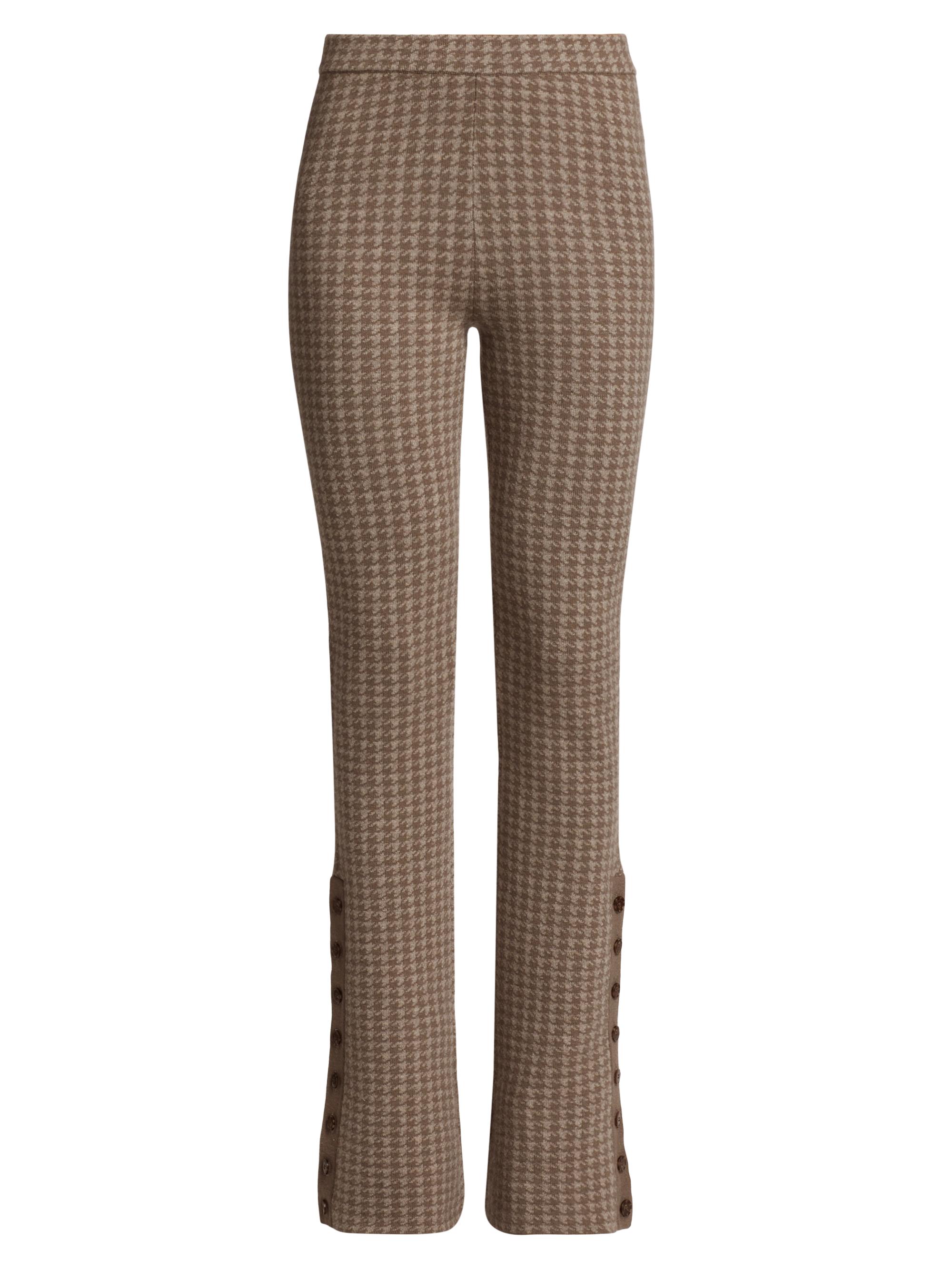Naadam Women's Houndstooth Wool & Cashmere Pants - Oatmeal Combo